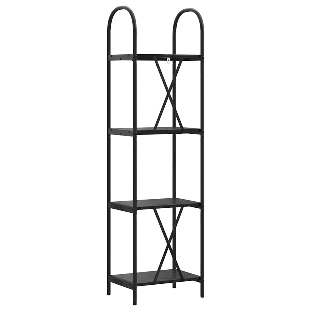 Bogreol 4 niveauer 40 x 30 x 146 cm Konstrueret træ Sort eg