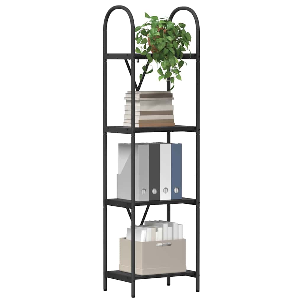 Bogreol 4 niveauer 40 x 30 x 146 cm Konstrueret træ Sort eg