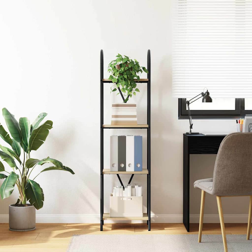 Bogreol 4 niveauer 40 x 30 x 146 cm Konstrueret træ Sonoma eg