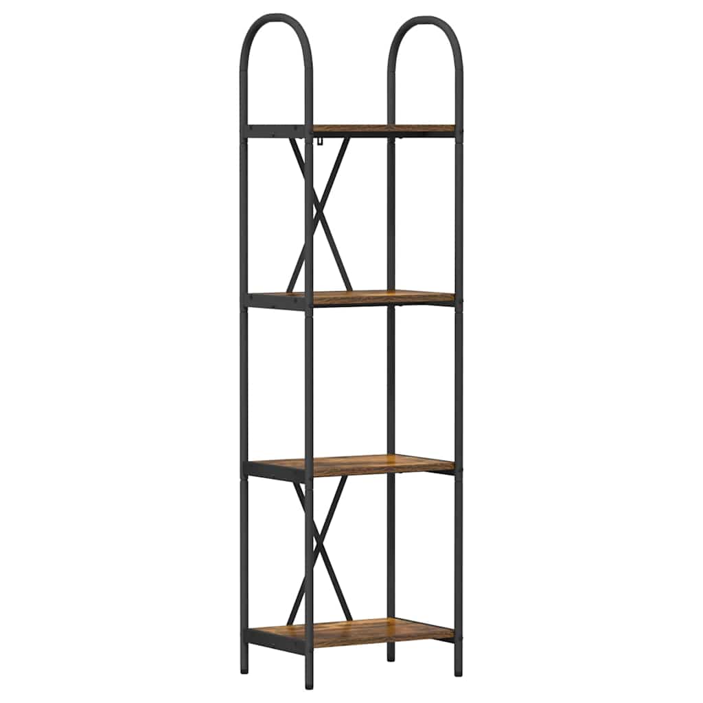 Bogreol 4 niveauer 40 x 30 x 146 cm Konstrueret træ Røget eg