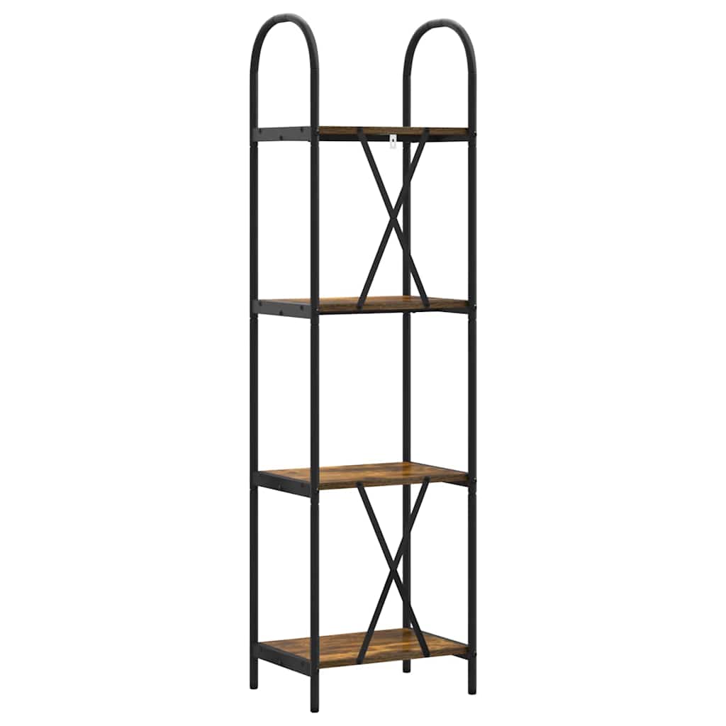 Bogreol 4 niveauer 40 x 30 x 146 cm Konstrueret træ Røget eg