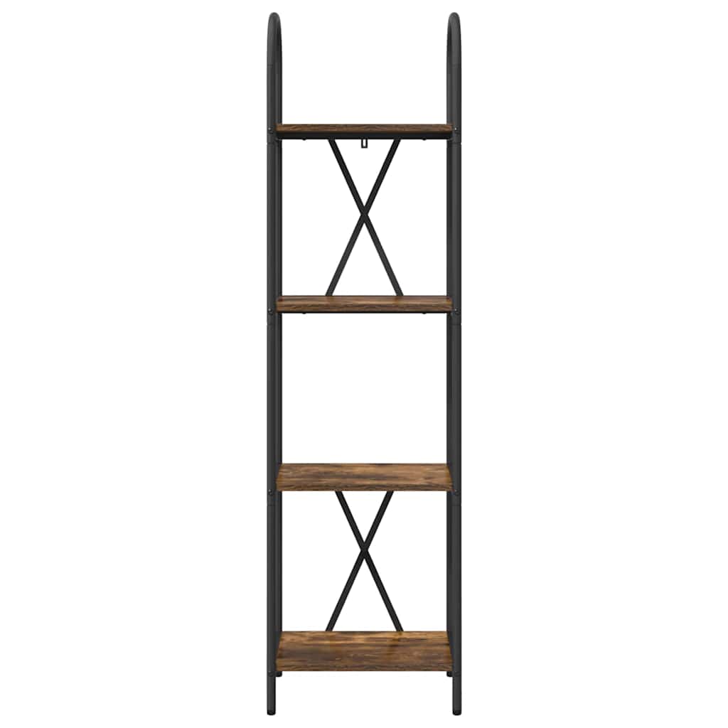Bogreol 4 niveauer 40 x 30 x 146 cm Konstrueret træ Røget eg