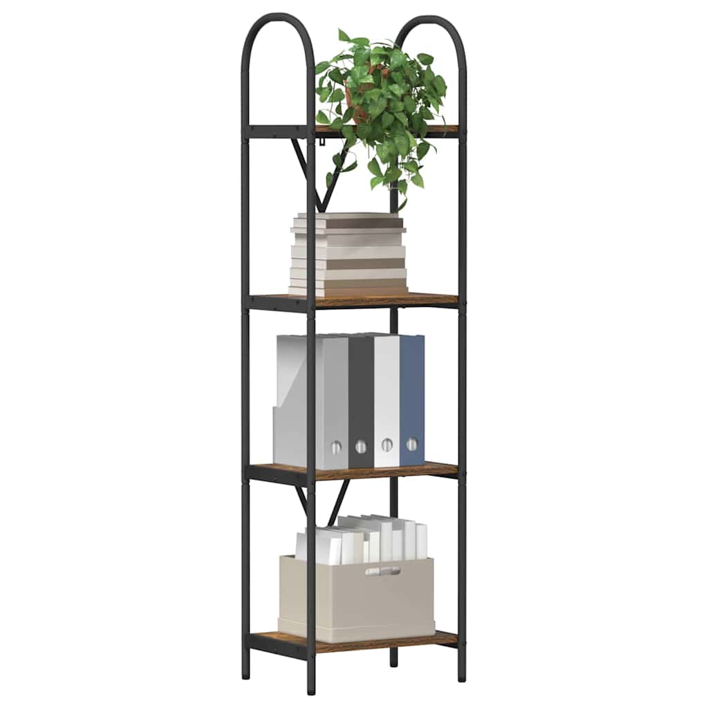 Bogreol 4 niveauer 40 x 30 x 146 cm Konstrueret træ Røget eg