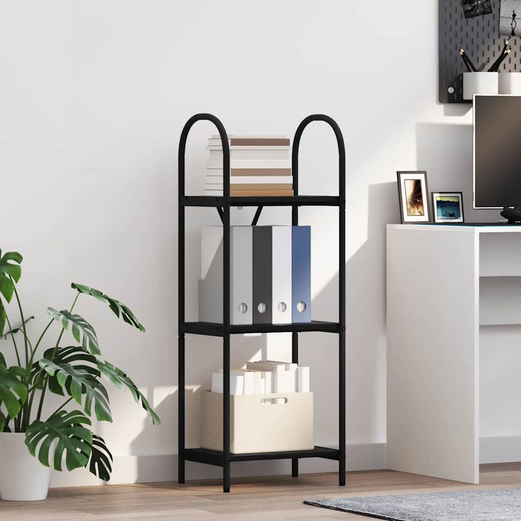 Bogreol 3 niveauer 40 x 30 x 109 cm Konstrueret træ Sort eg