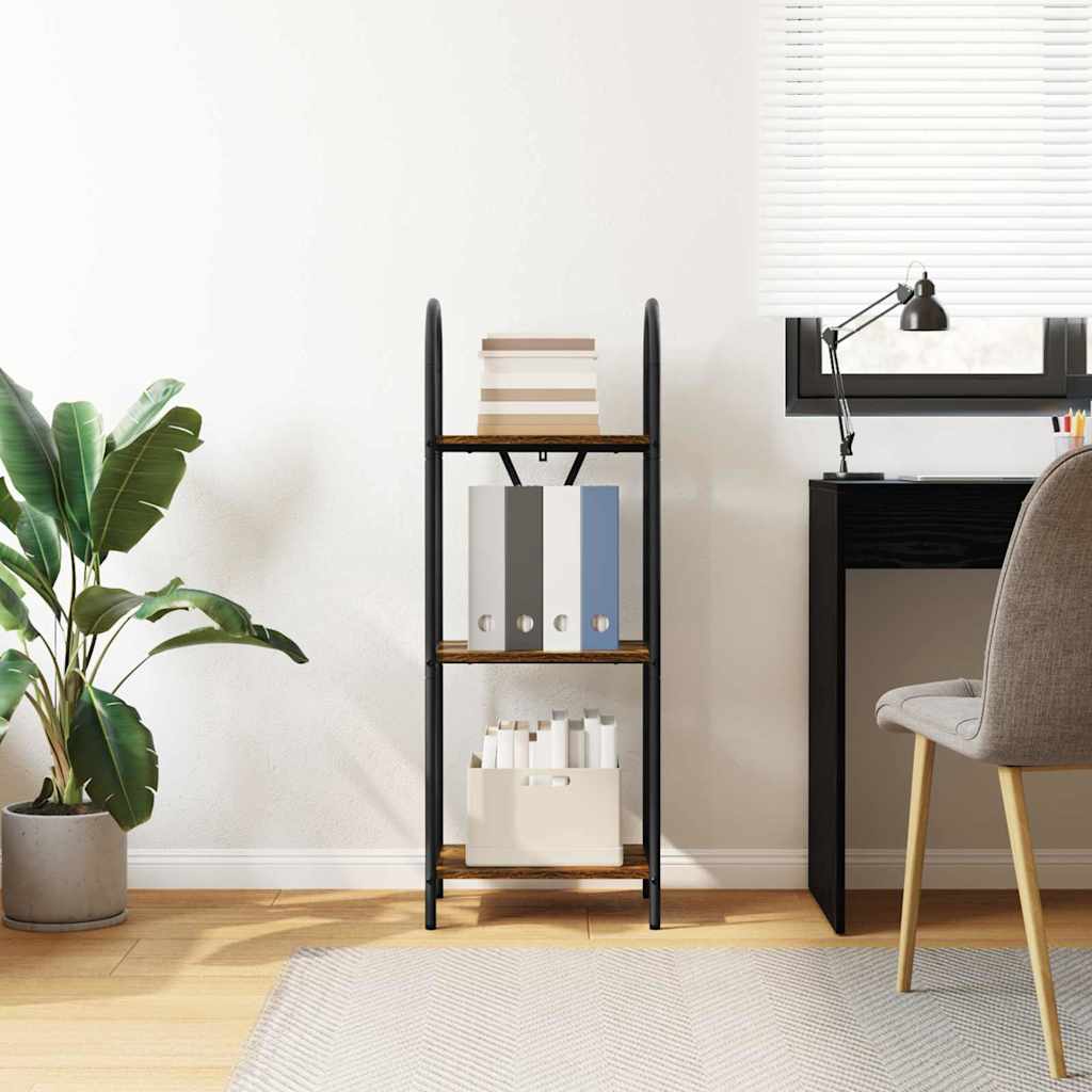 Bogreol 3 niveauer 40 x 30 x 109 cm Konstrueret træ Røget eg