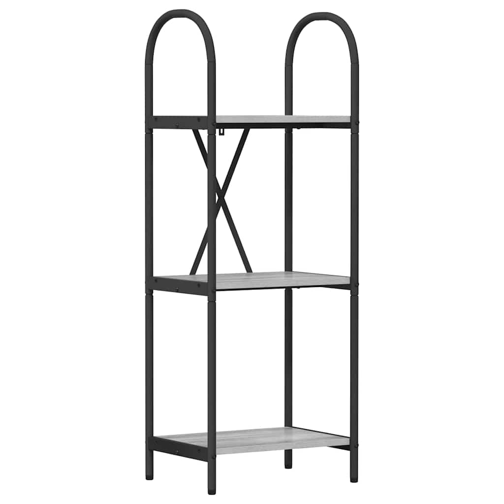 Bogreol 3 niveauer 40 x 30 x 109 cm Konstrueret træ Grå Sonoma