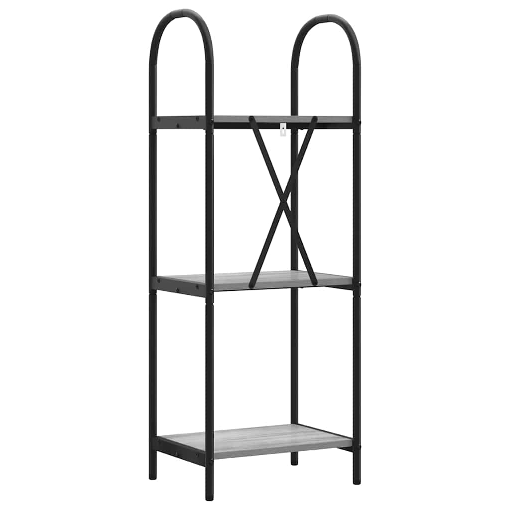 Bogreol 3 niveauer 40 x 30 x 109 cm Konstrueret træ Grå Sonoma