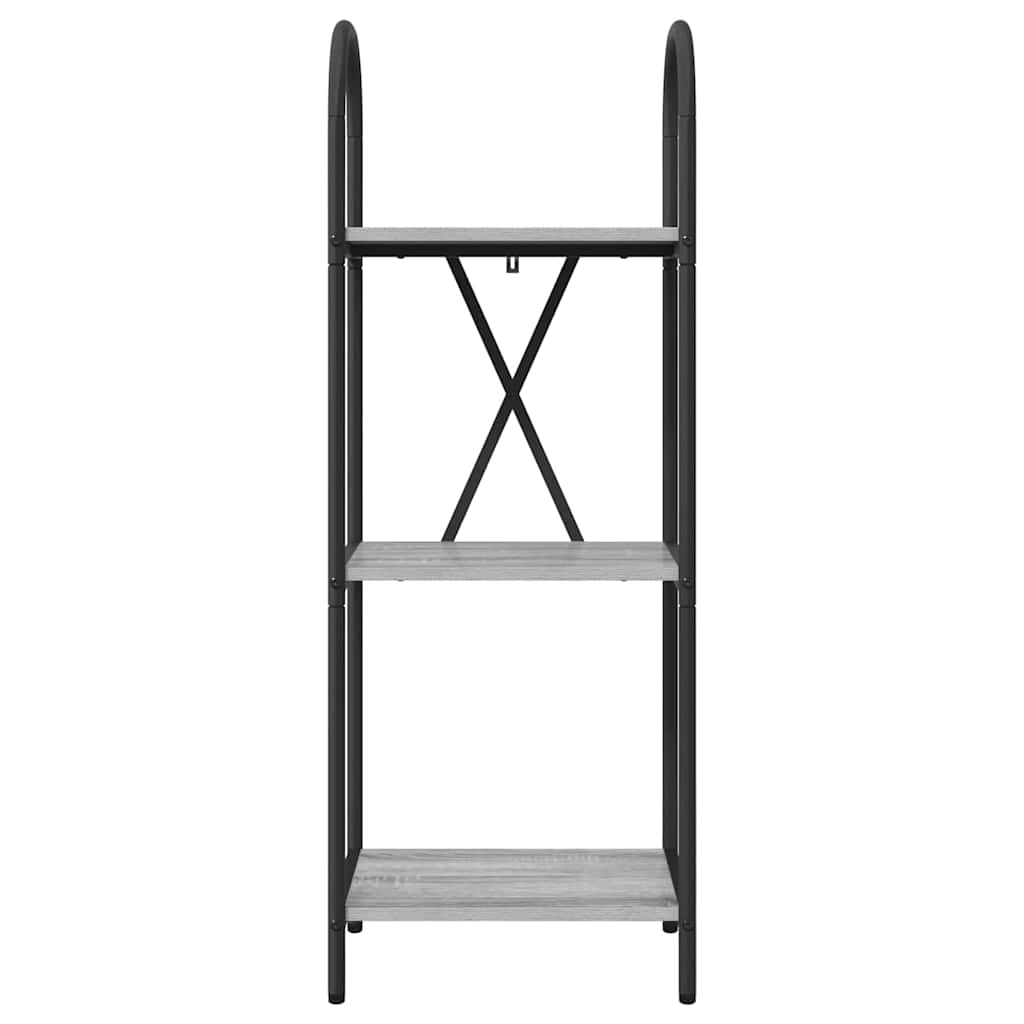 Bogreol 3 niveauer 40 x 30 x 109 cm Konstrueret træ Grå Sonoma