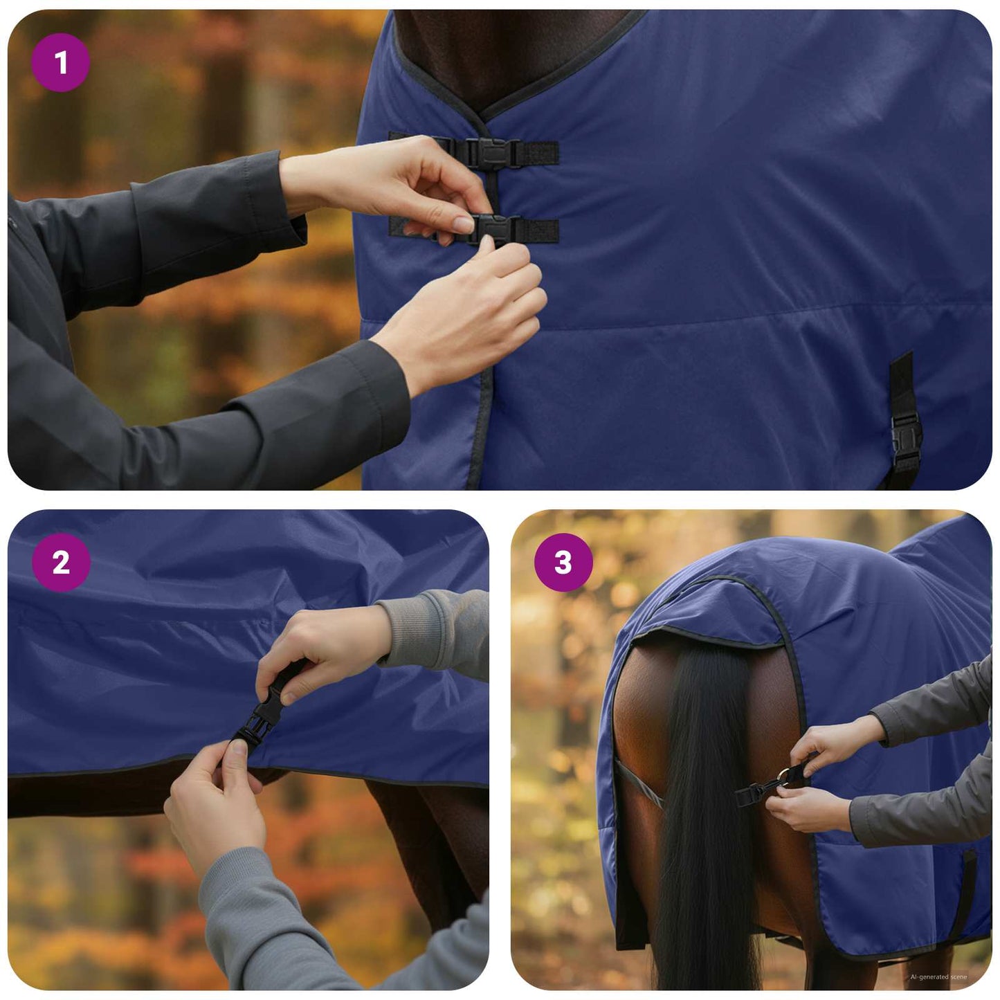 Hestetæppe Mørk Grøn og Sort 135 cm Polyester