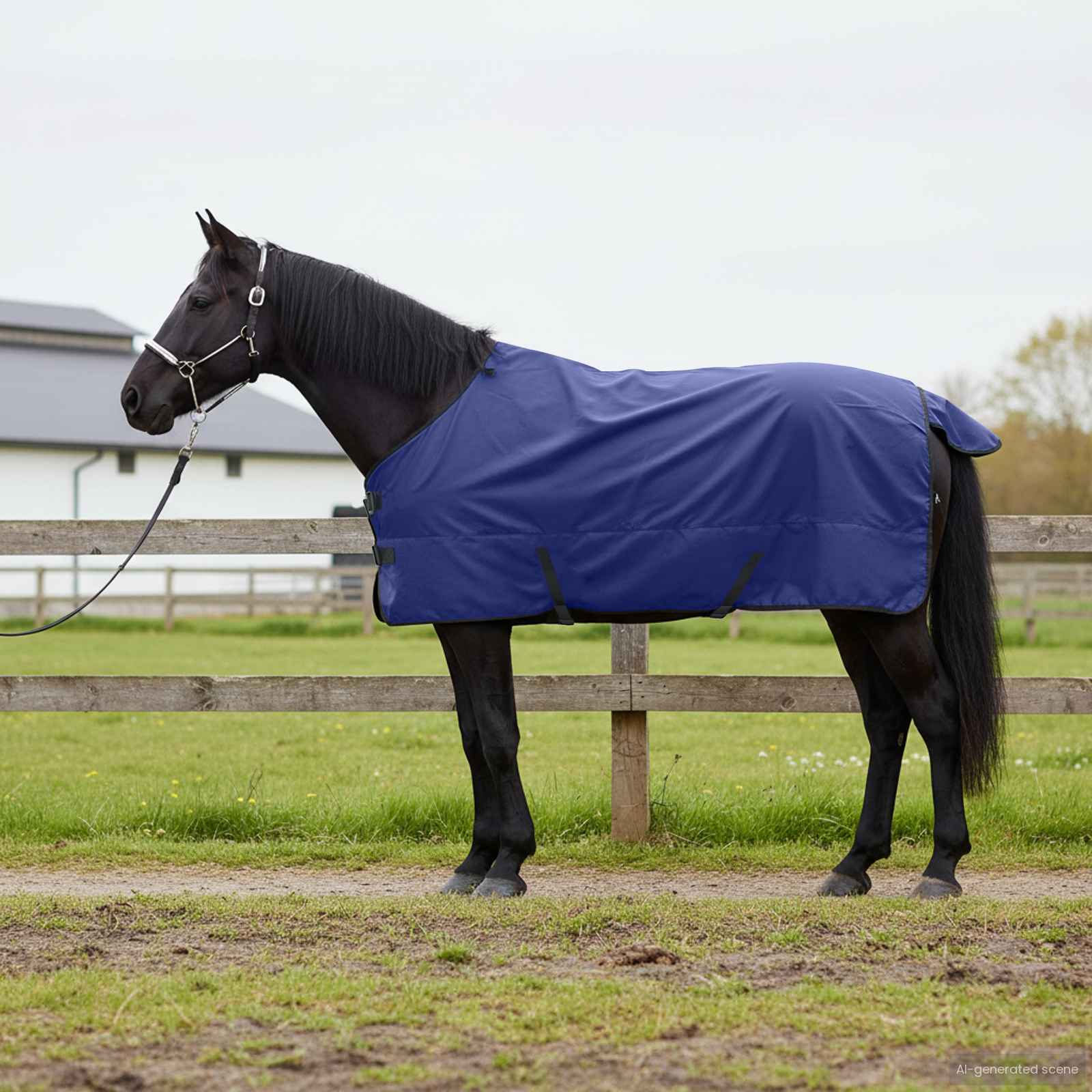 Hestetæppe Mørk Grøn og Sort 155 cm Polyester
