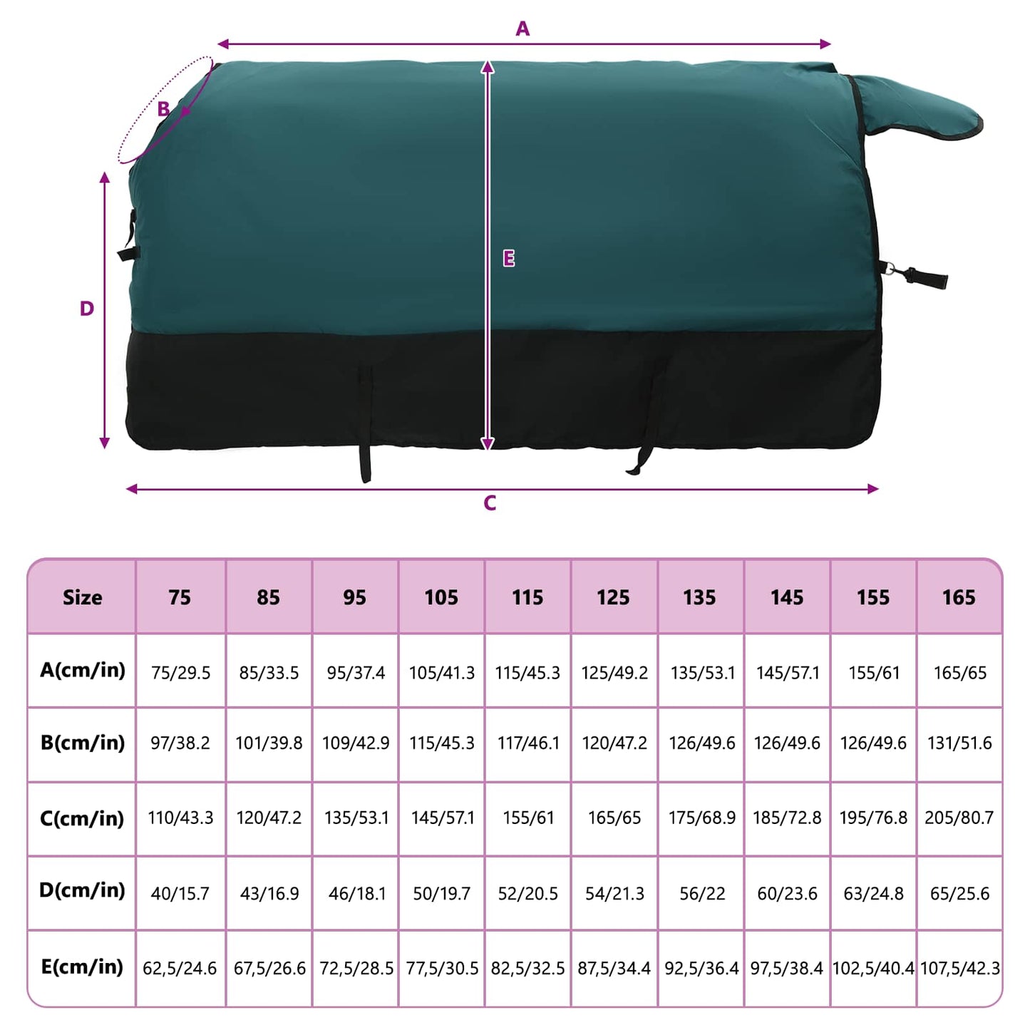 Hestetæppe Mørk Grøn og Sort 155 cm Polyester