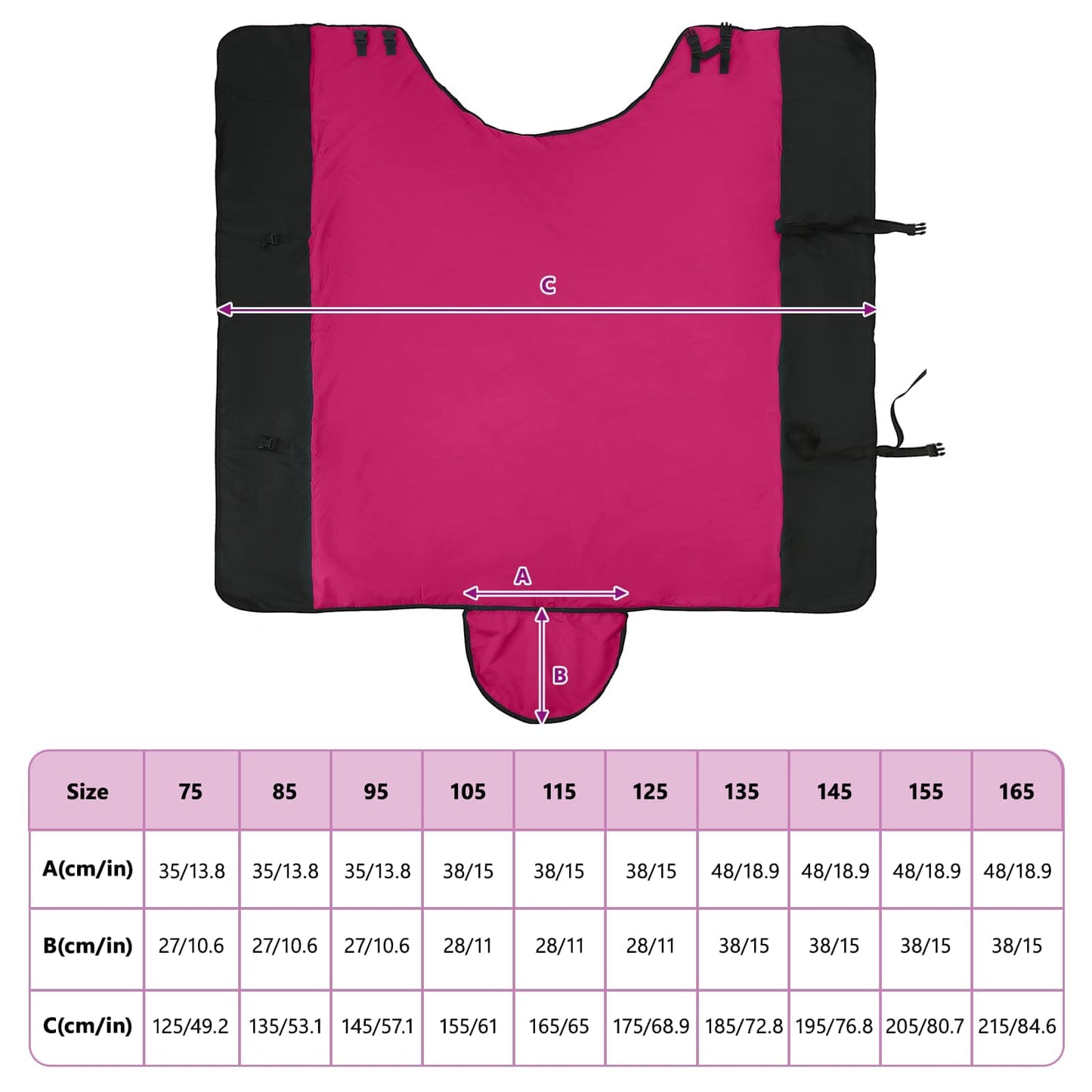 Hestetæppe Pink og Sort 115 cm Polyester