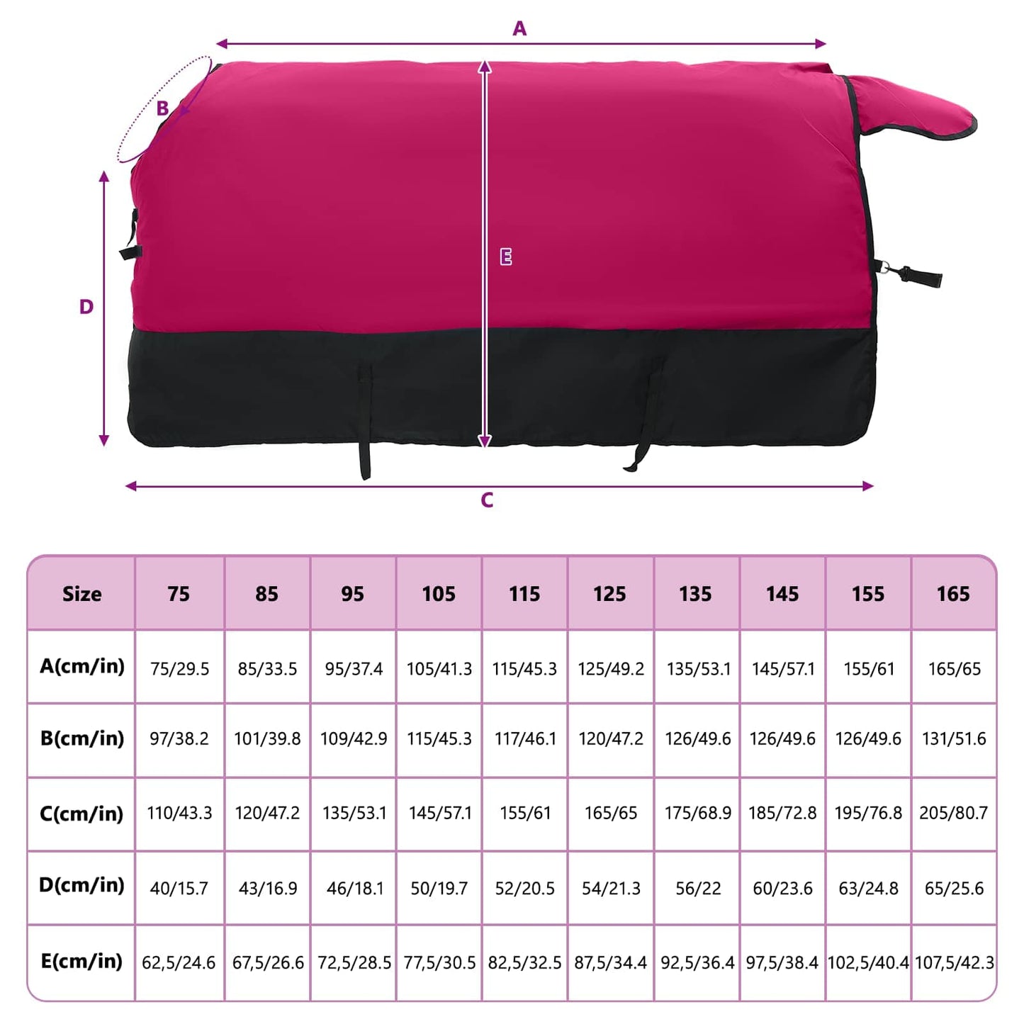 Hestetæppe Pink og Sort 125 cm Polyester