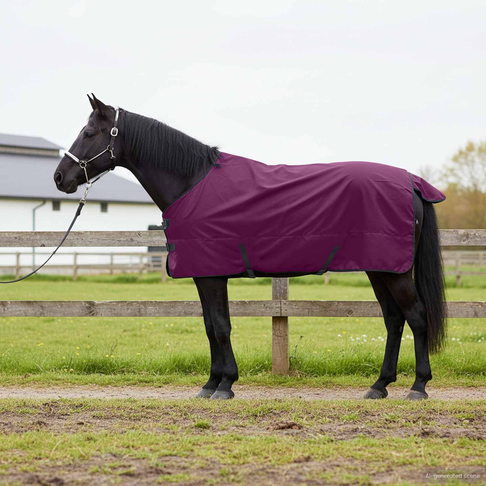 Hestetæppe Mørk Grøn og Sort 155 cm Polyester