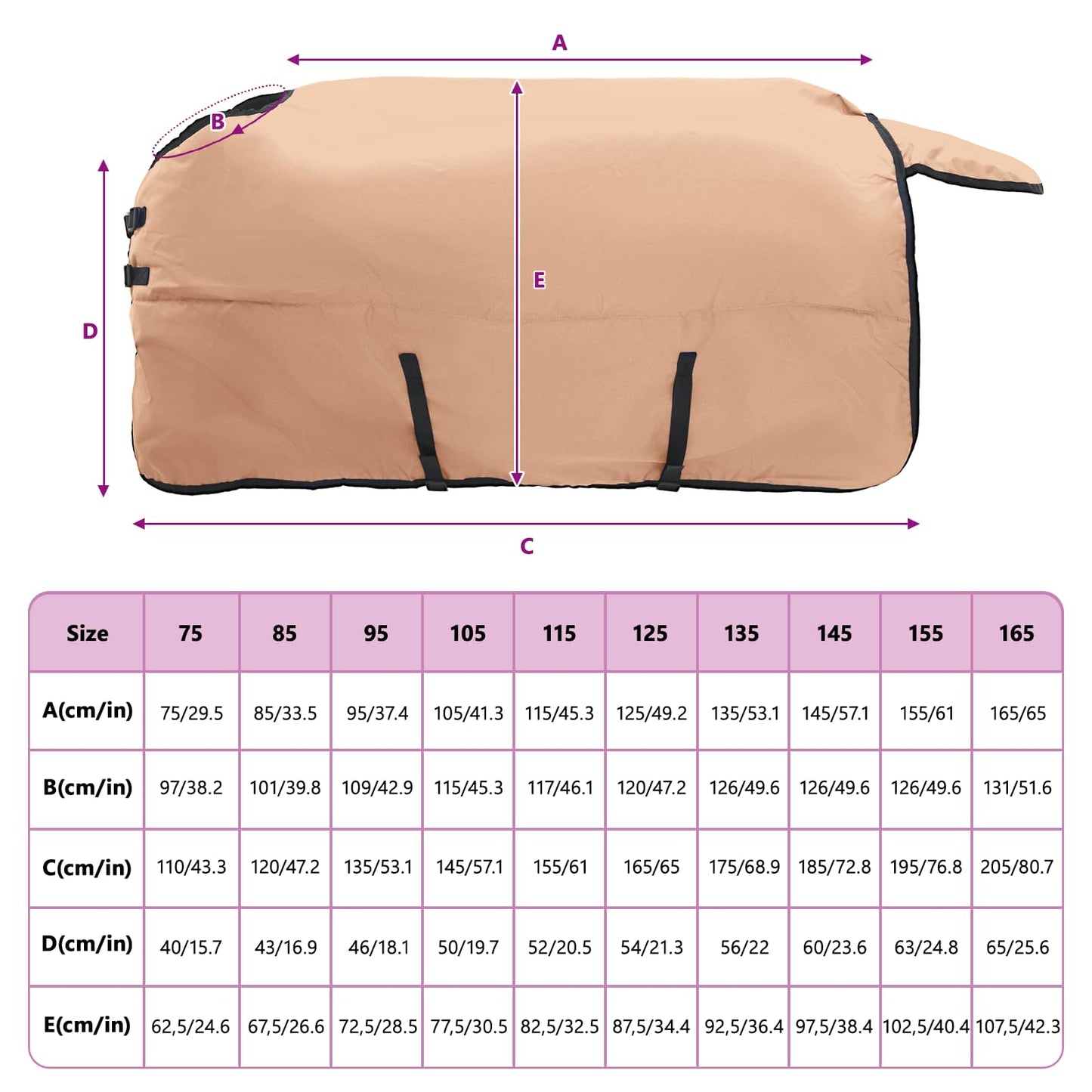 Hestetæppe Cappuccino 115 cm Polyester
