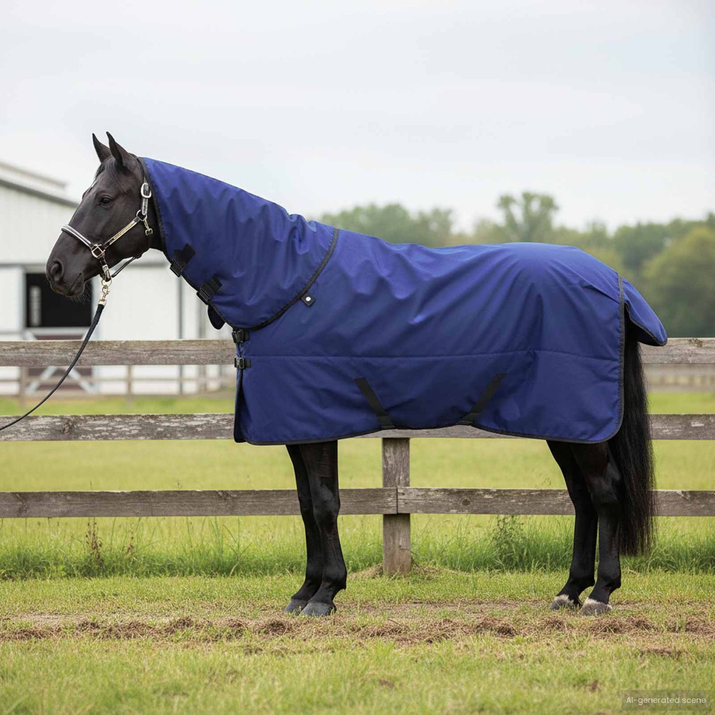 Hestetæppe Mørk Grøn og Sort 135 cm Polyester