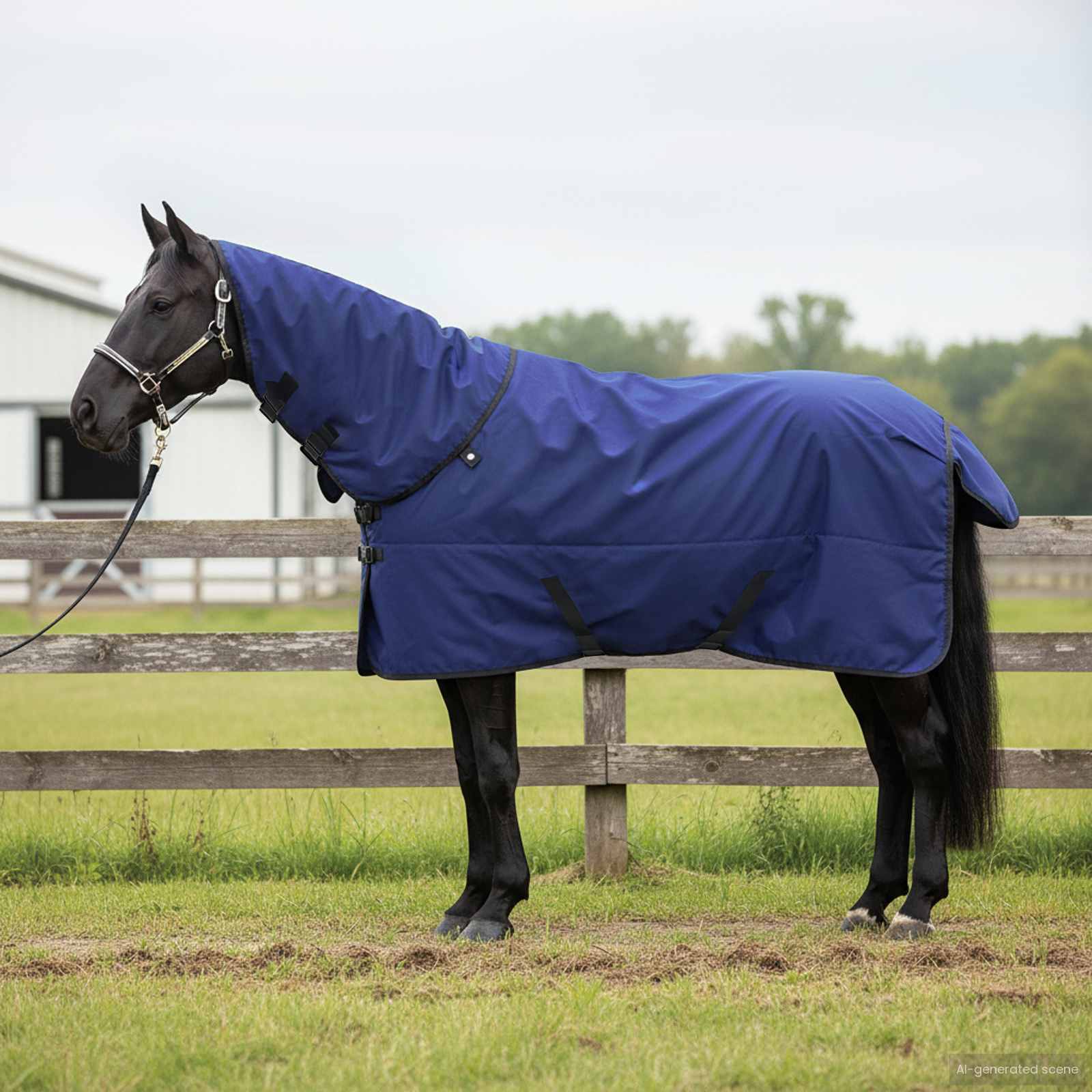 Hestetæppe Mørk Grøn og Sort 165 cm Polyester