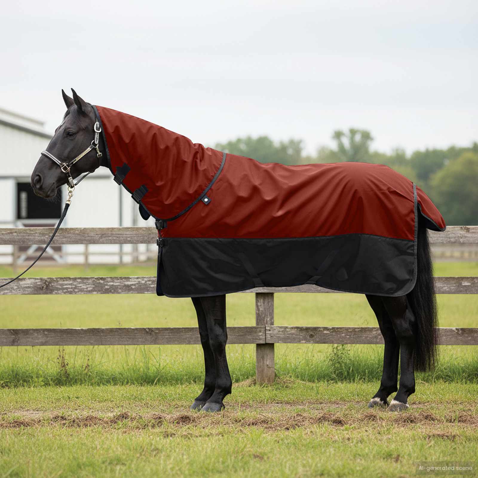Hestetæppe Mørk Grøn og Sort 75 cm Polyester