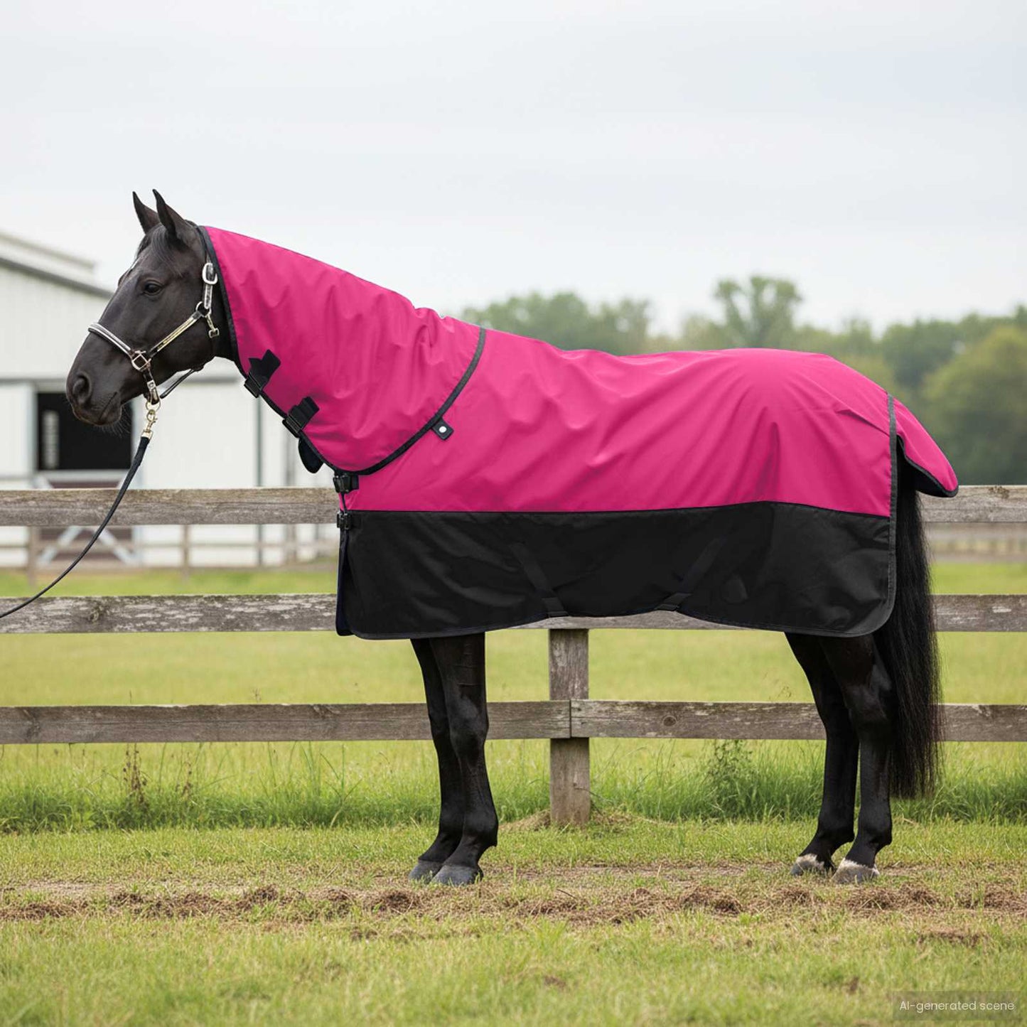 Hestetæppe Pink og Sort 125 cm Polyester