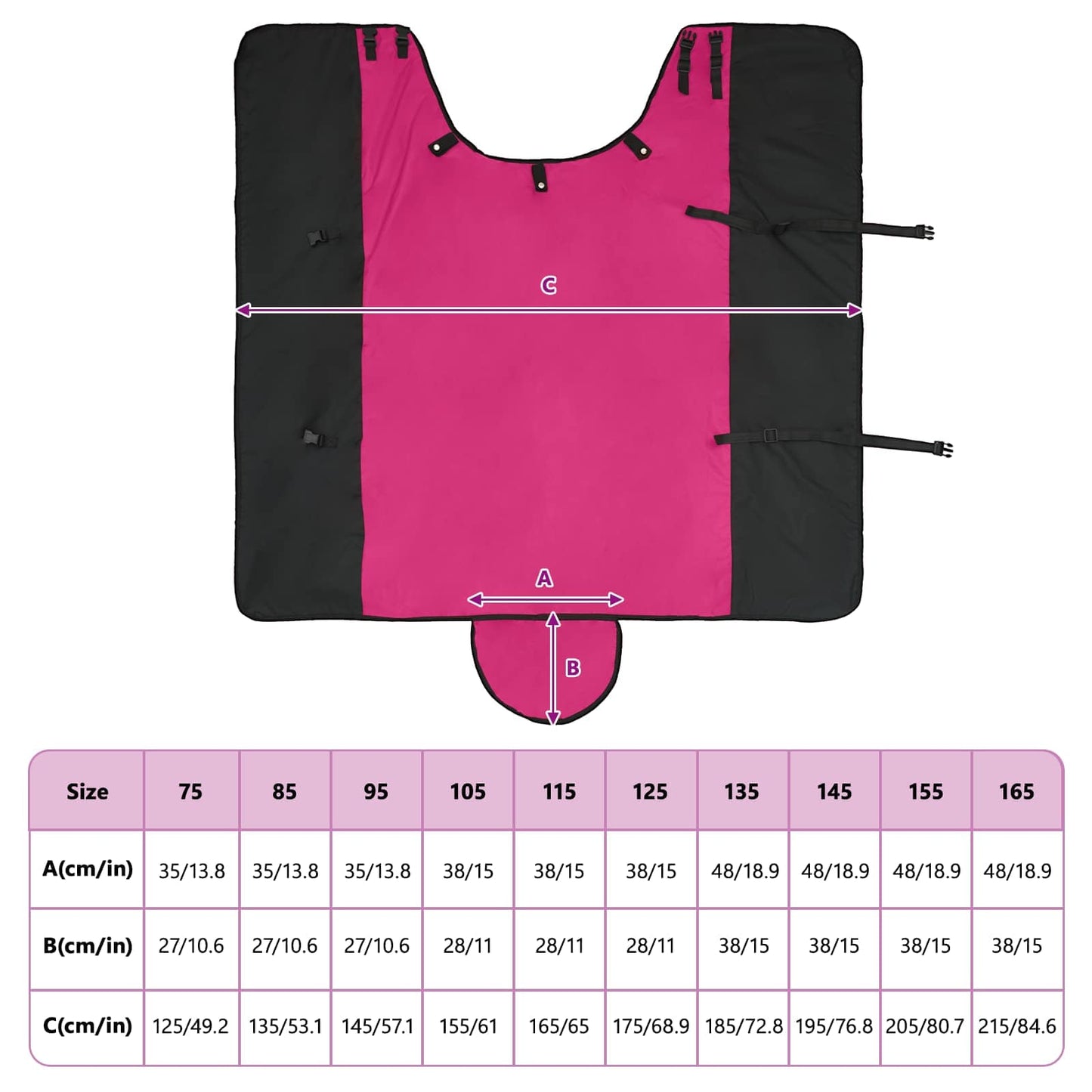 Hestetæppe Pink og Sort 125 cm Polyester