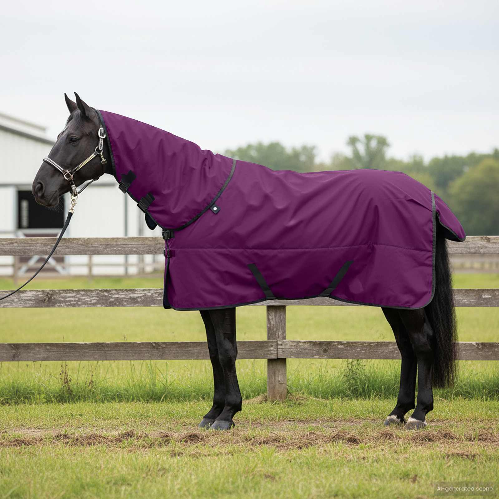 Hestetæppe Mørk Grøn og Sort 85 cm Polyester