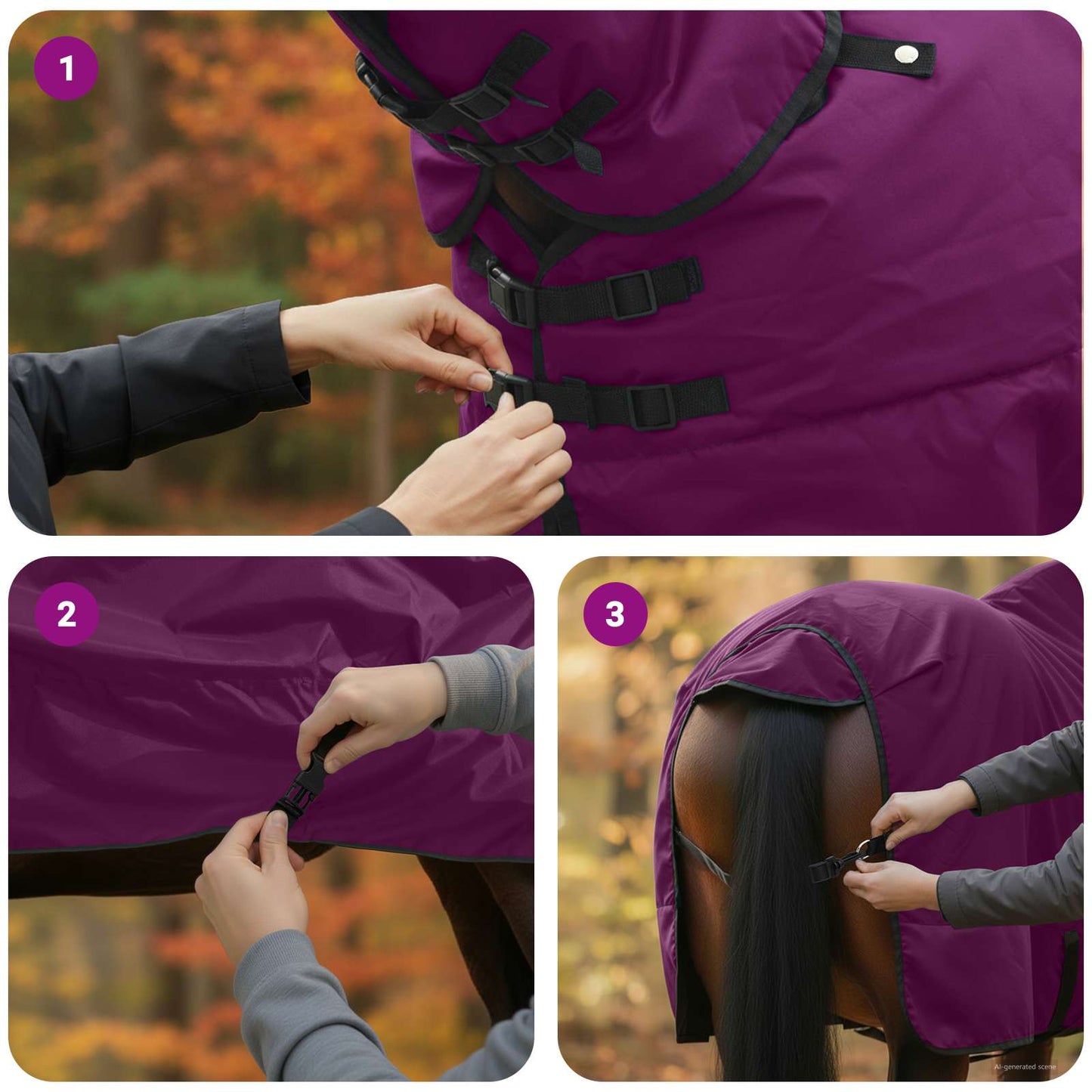 Hestetæppe Mørk Grøn og Sort 115 cm Polyester