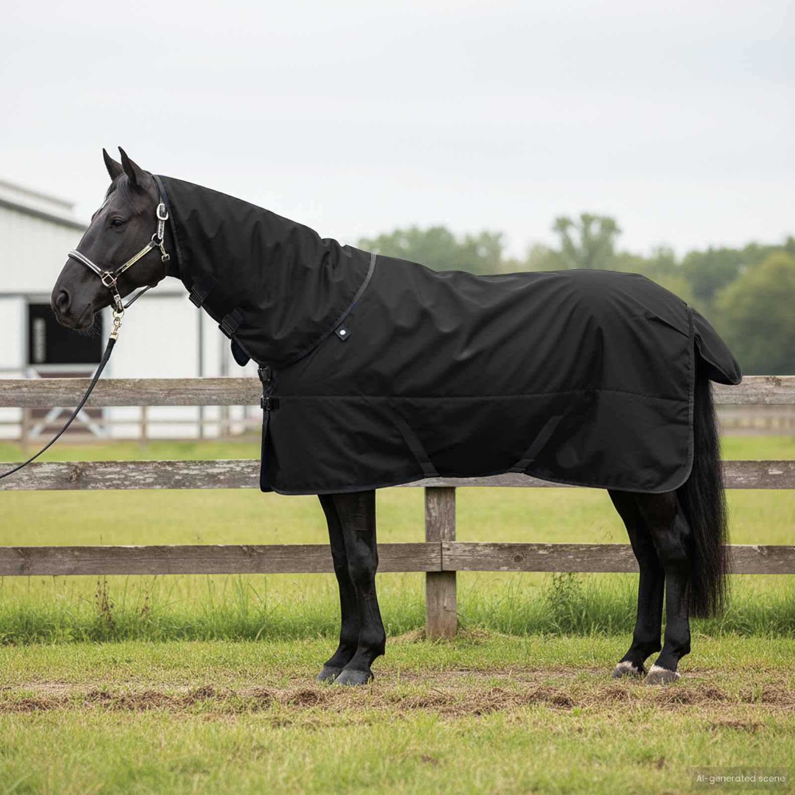 Hestetæppe Mørk Grøn og Sort 105 cm Polyester