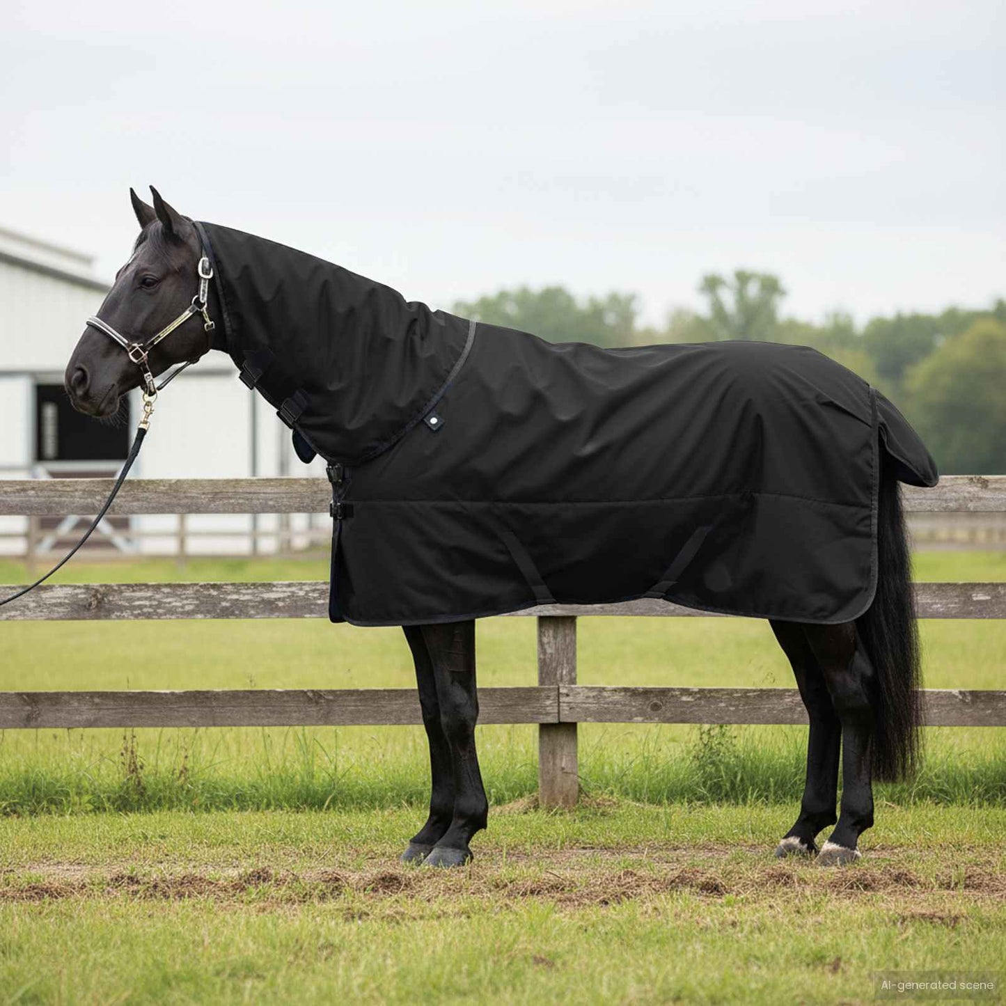 Hestetæppe Mørk Grøn og Sort 135 cm Polyester