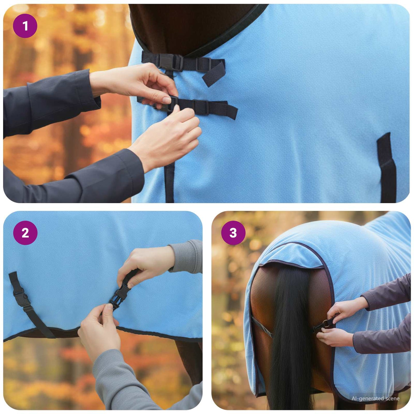 Hestetæppe Fuldt aqua 95 cm Polyester