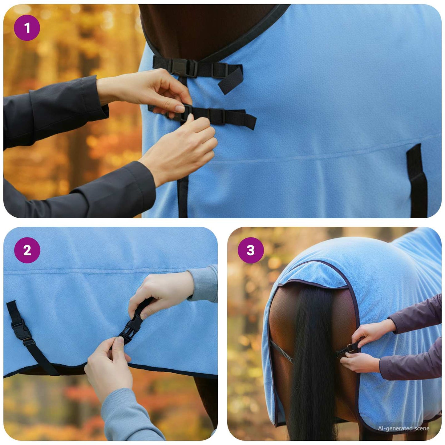 Hestetæppe Fuldt aqua 125 cm Polyester