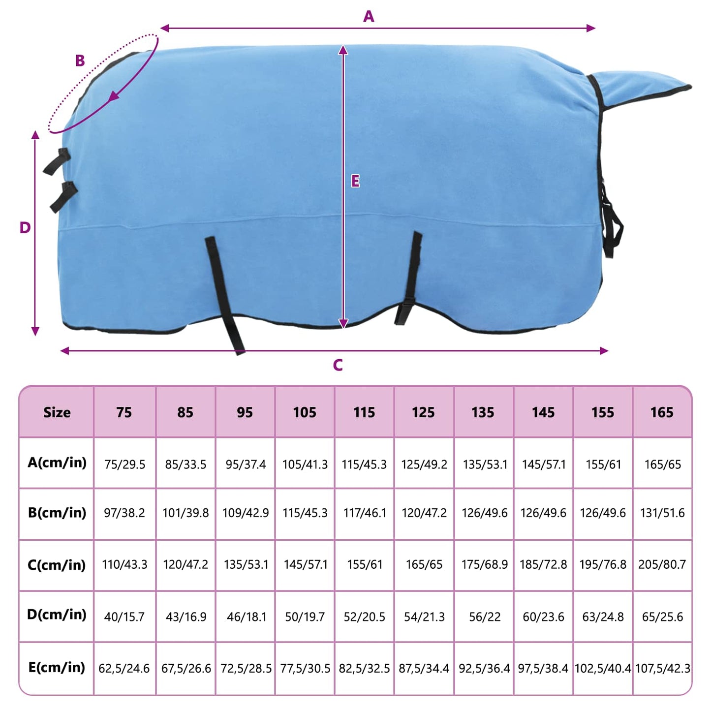 Hestetæppe Fuldt aqua 155 cm Polyester