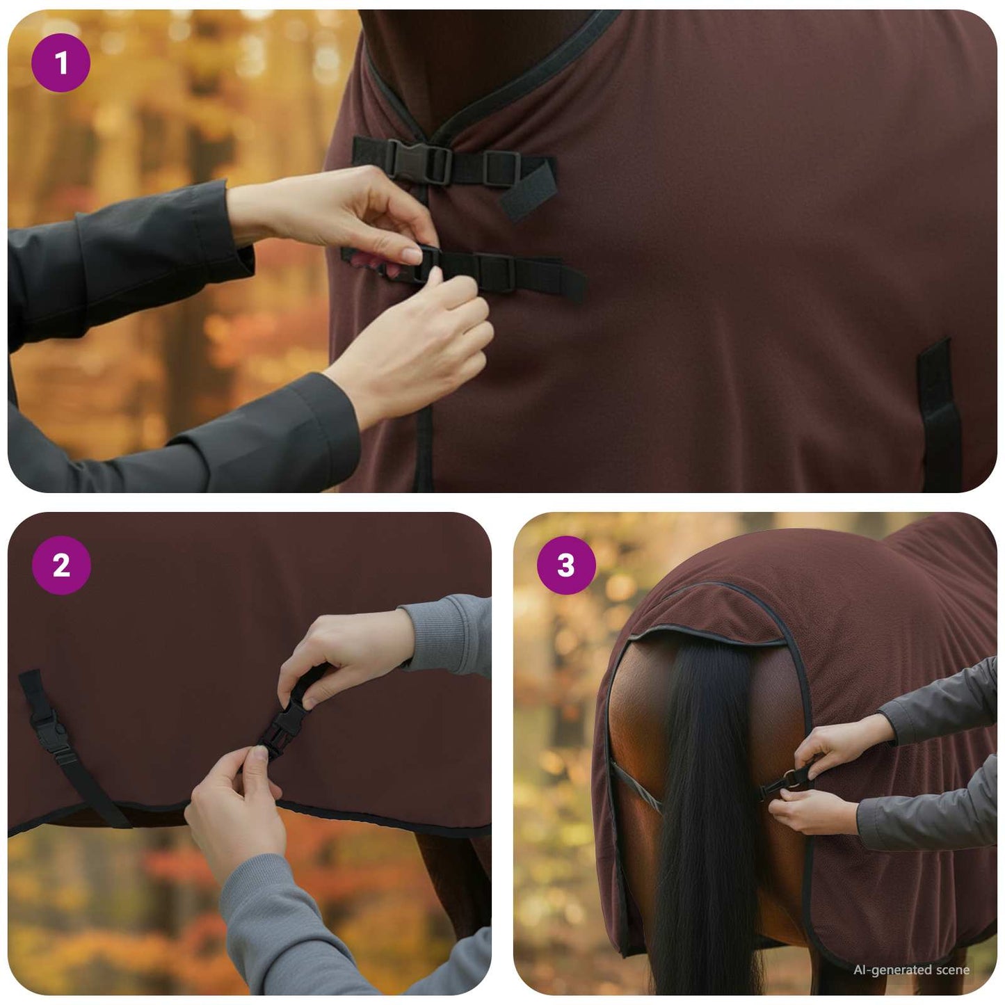 Hestetæppe Mørkebrun 105 cm Polyester