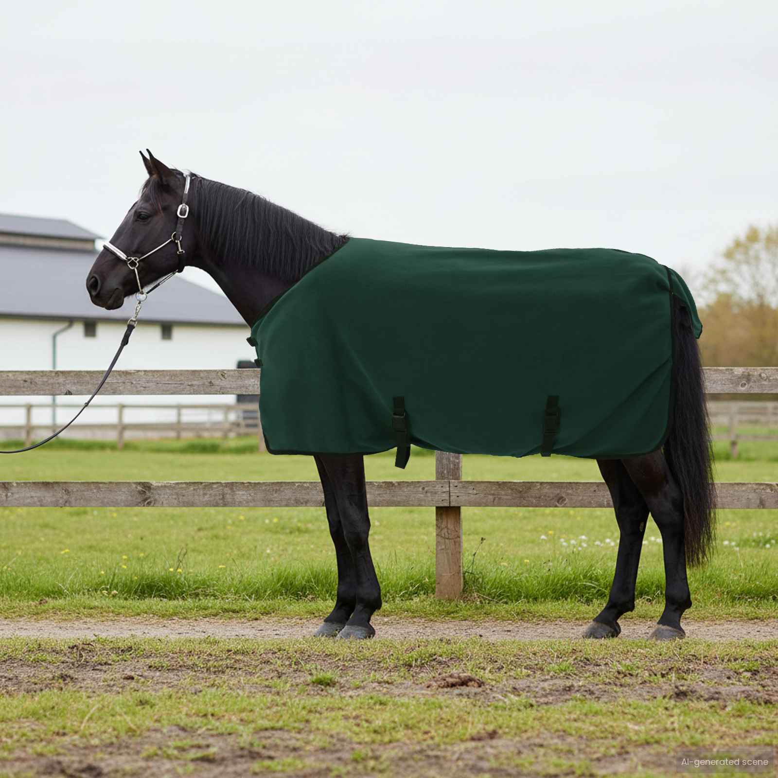 Hestetæppe Mørkegrøn 105 cm Polyester