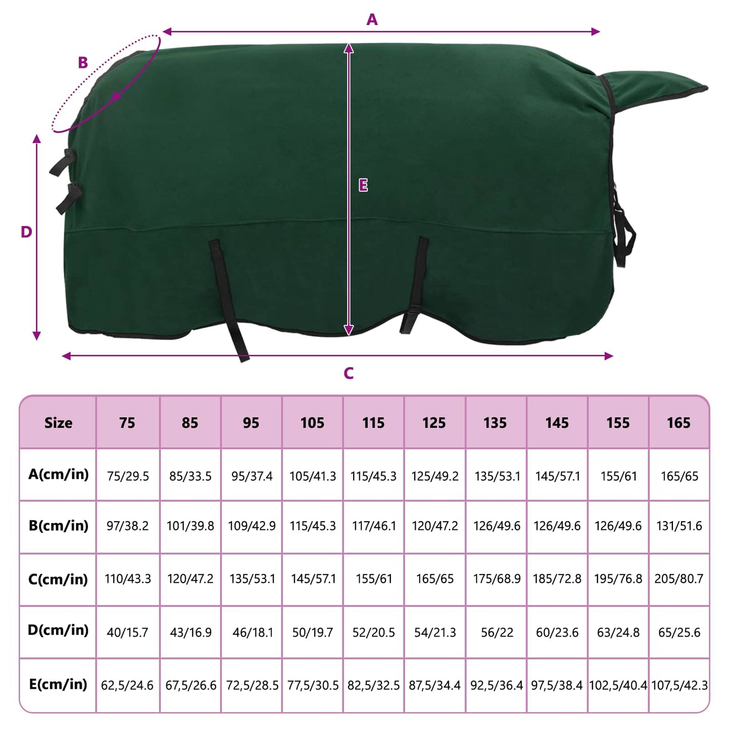 Hestetæppe Mørkegrøn 125 cm Polyester