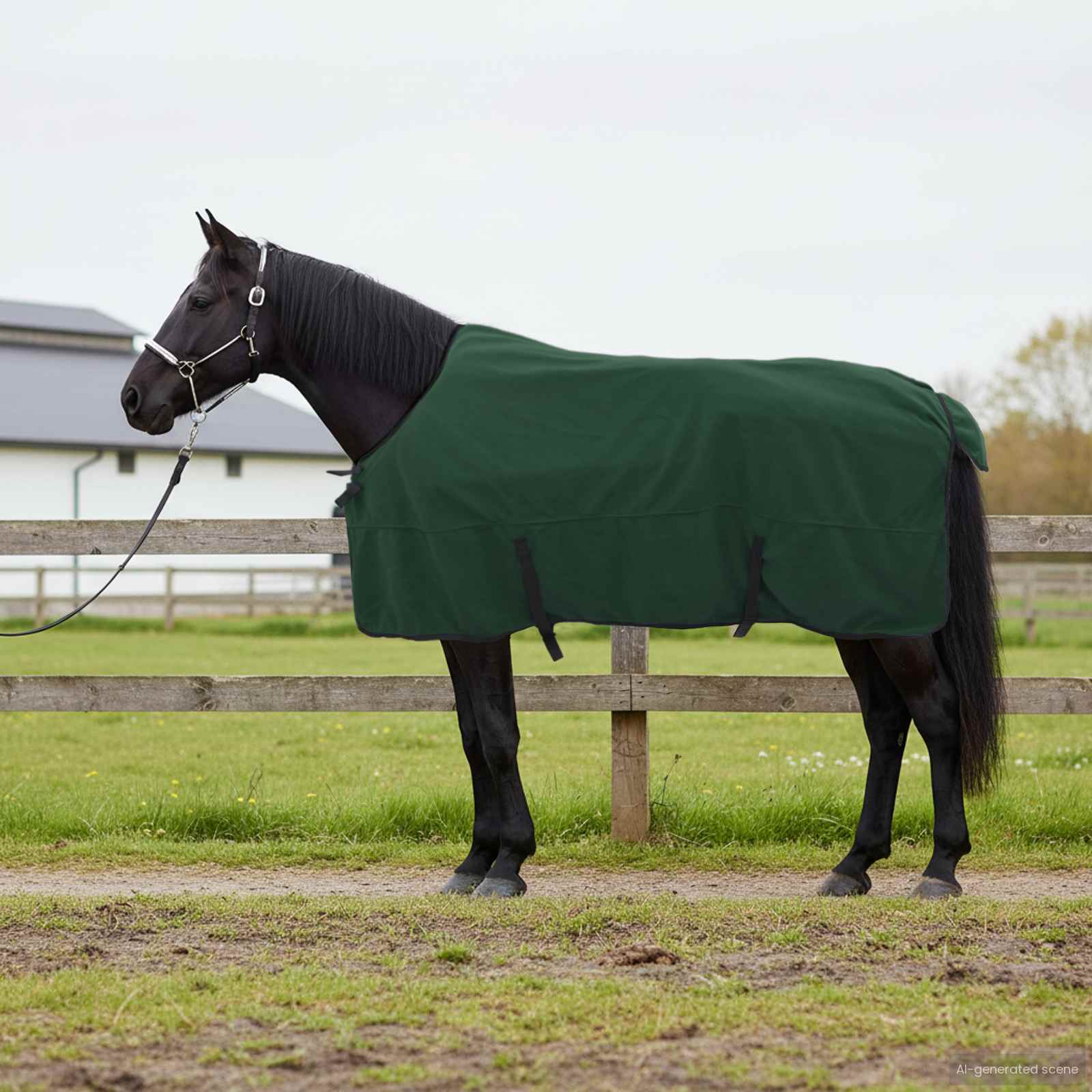 Hestetæppe Mørkegrøn 145 cm Polyester