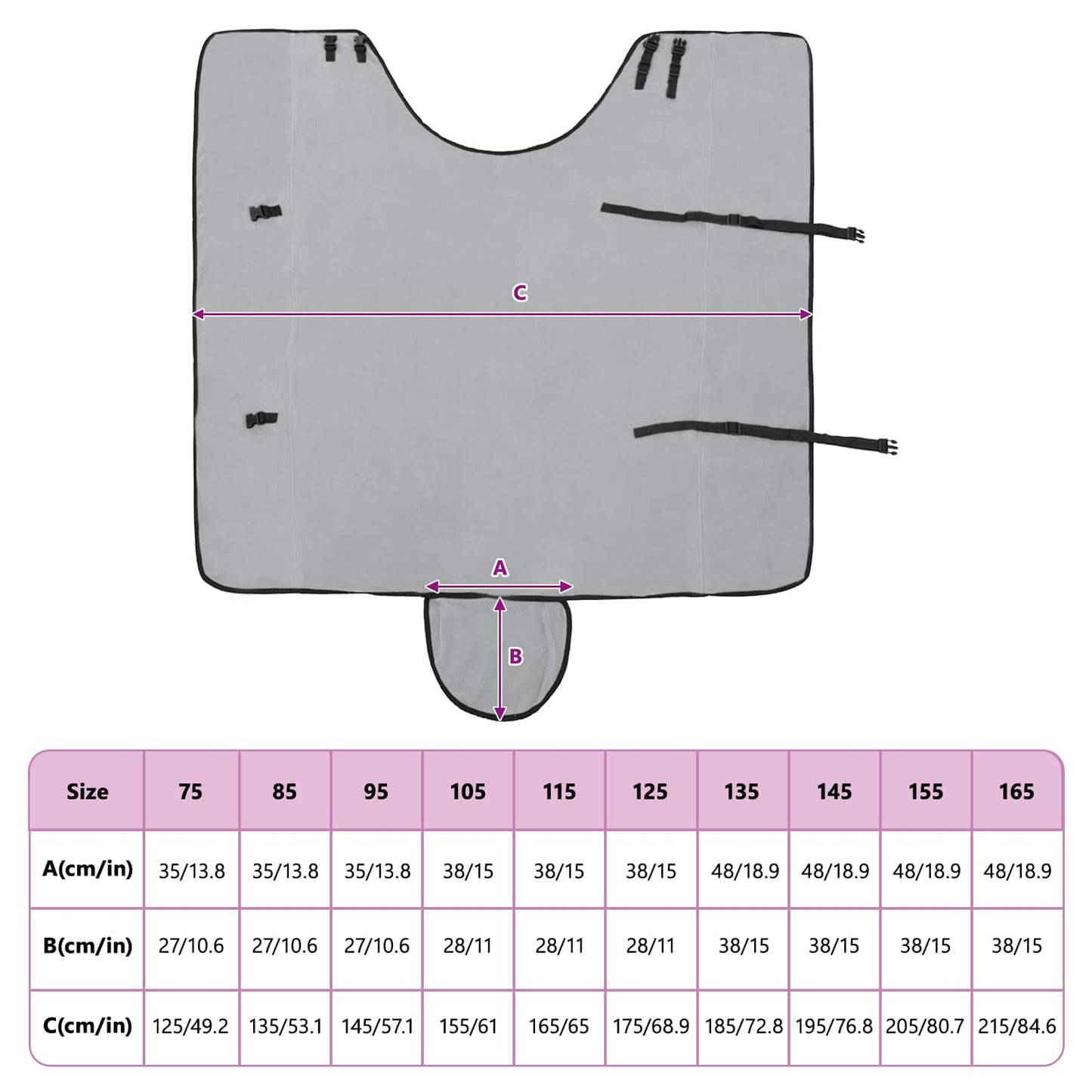 Hestetæppe Lysegrå og pink 145 cm Polyester