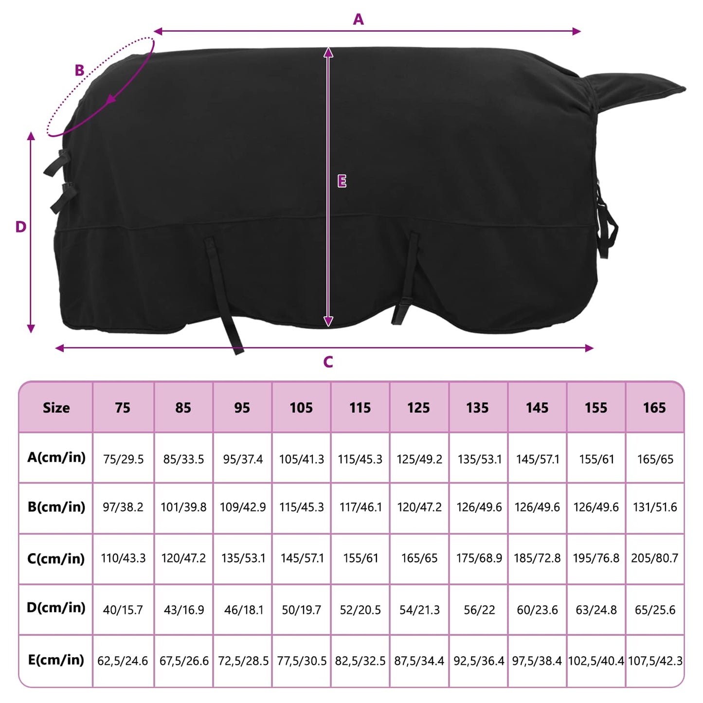 Hestetæppe Sort 145 cm Polyester