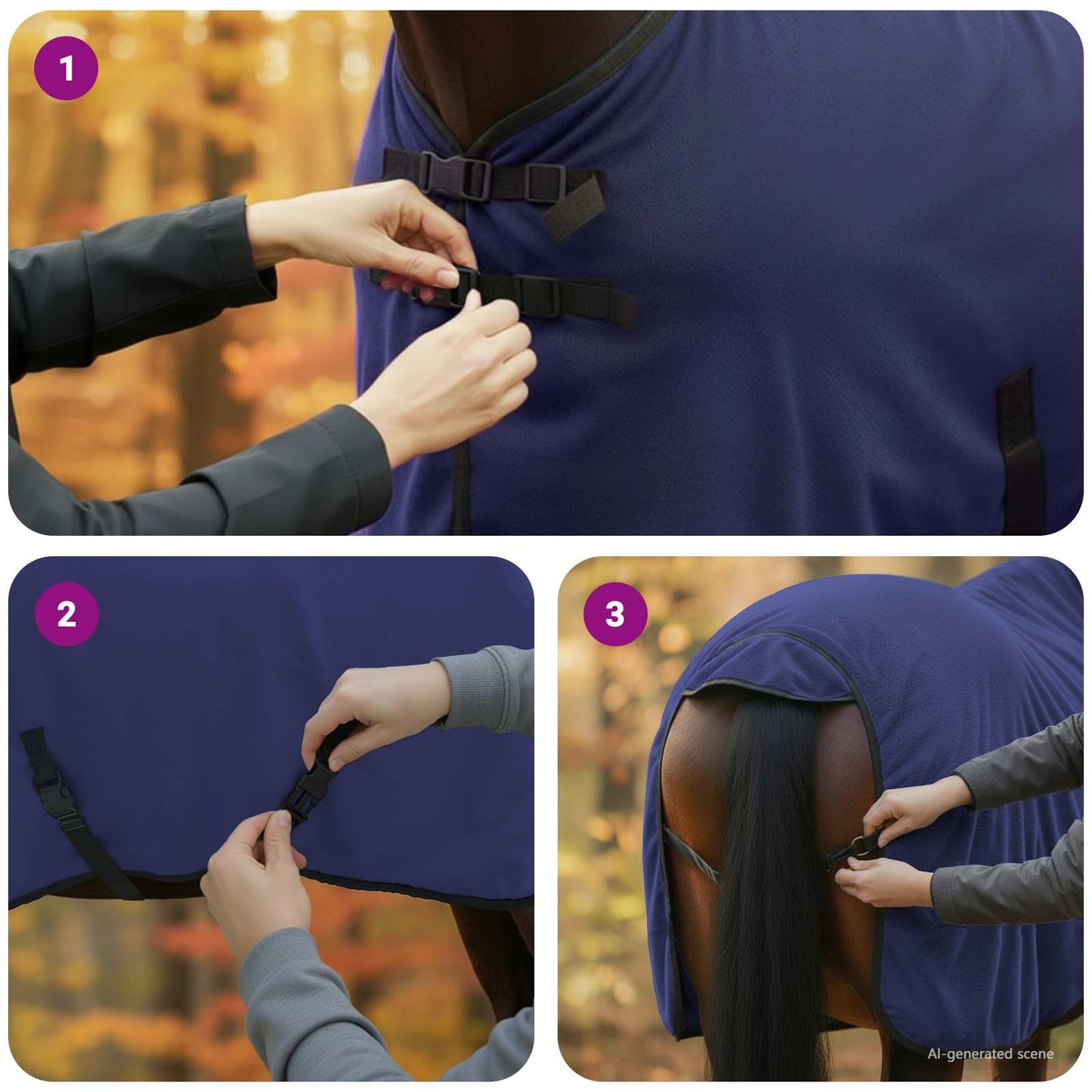 Hestetæppe Mørkeblå 75 cm Polyester