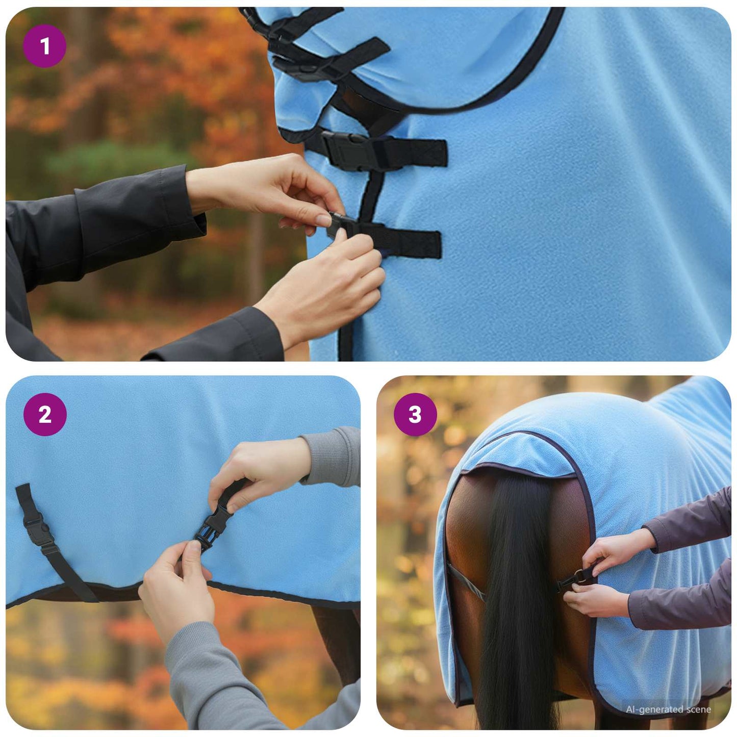 Hestetæppe Fuldt aqua 95 cm Polyester