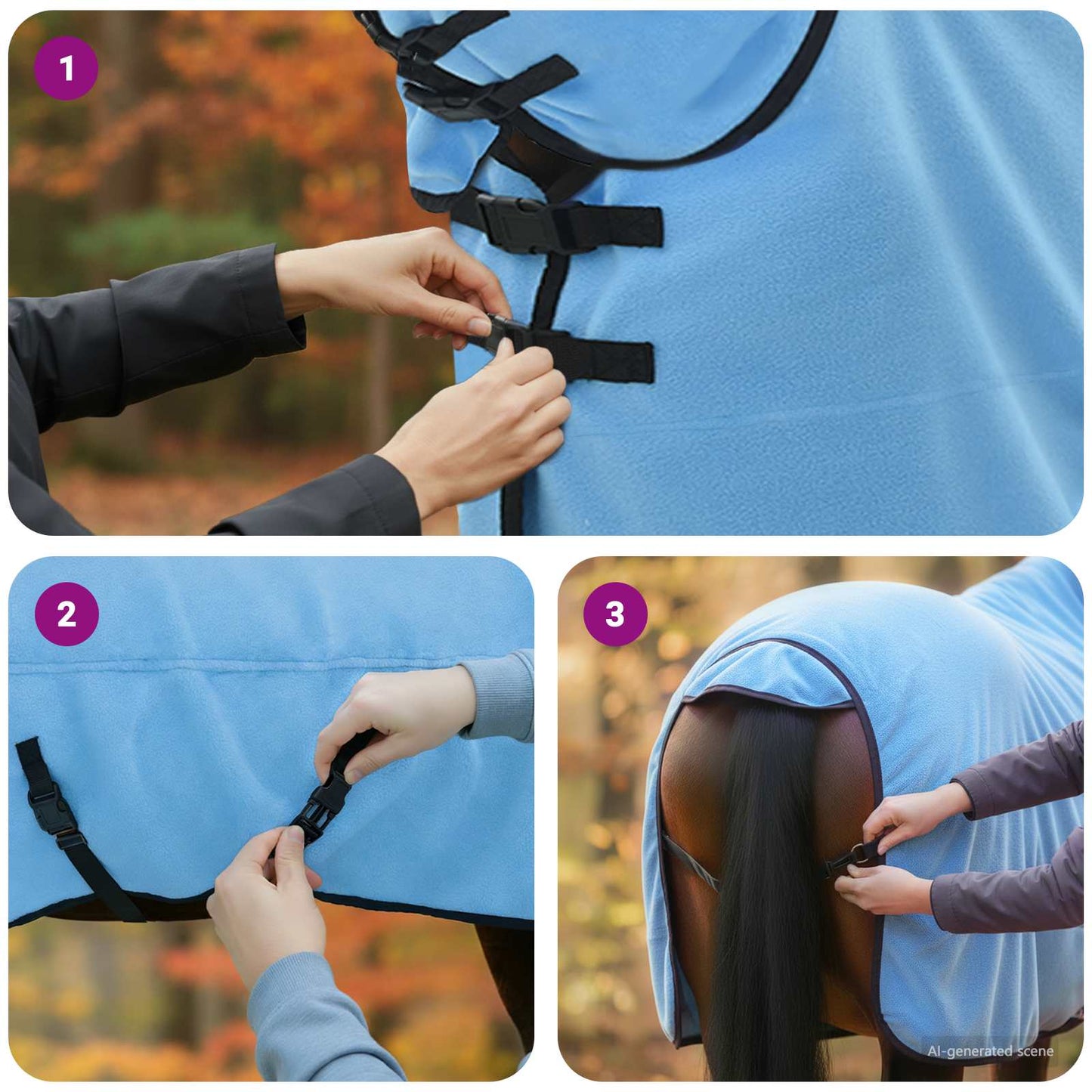 Hestetæppe Fuldt aqua 125 cm Polyester