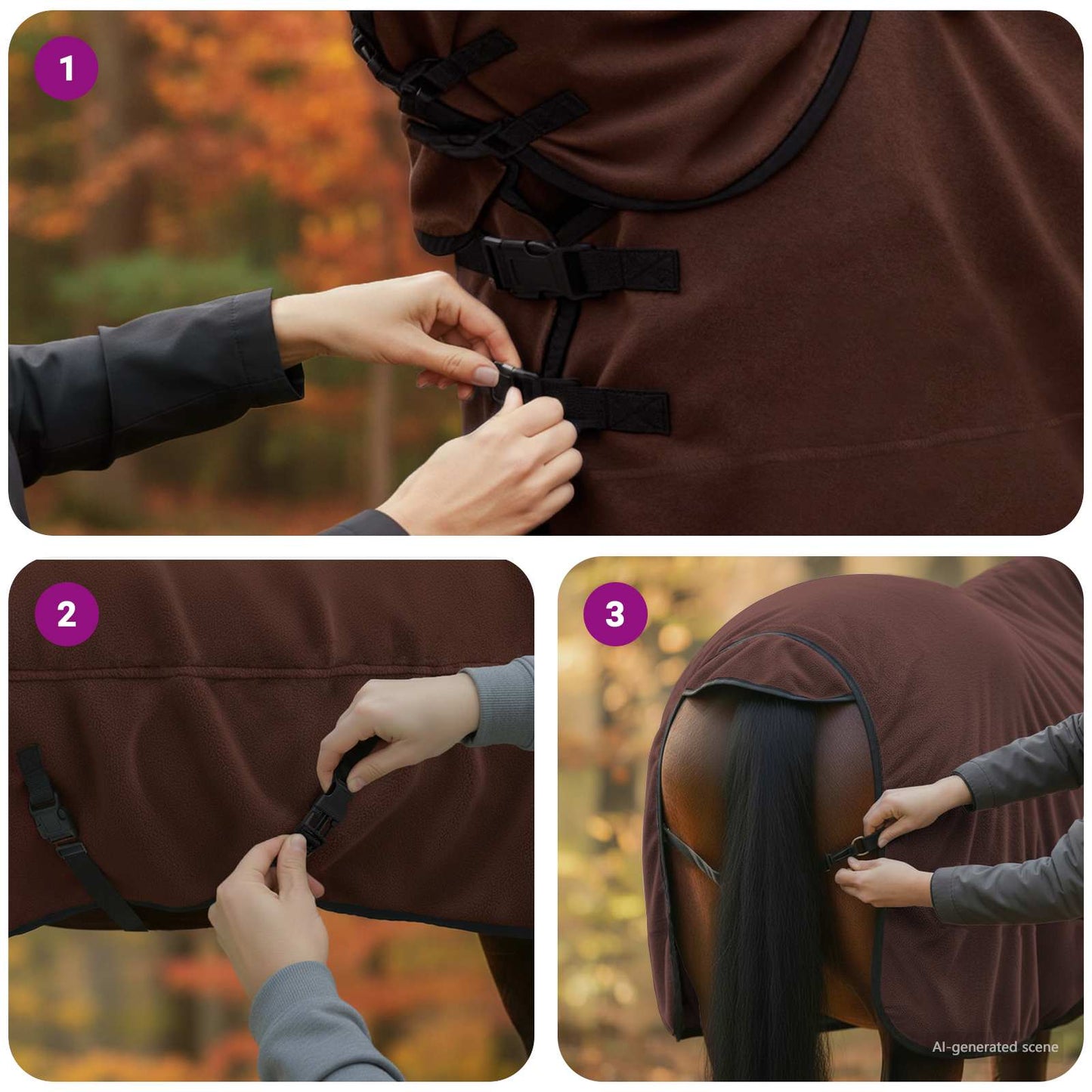 Hestetæppe Mørkebrun 125 cm Polyester