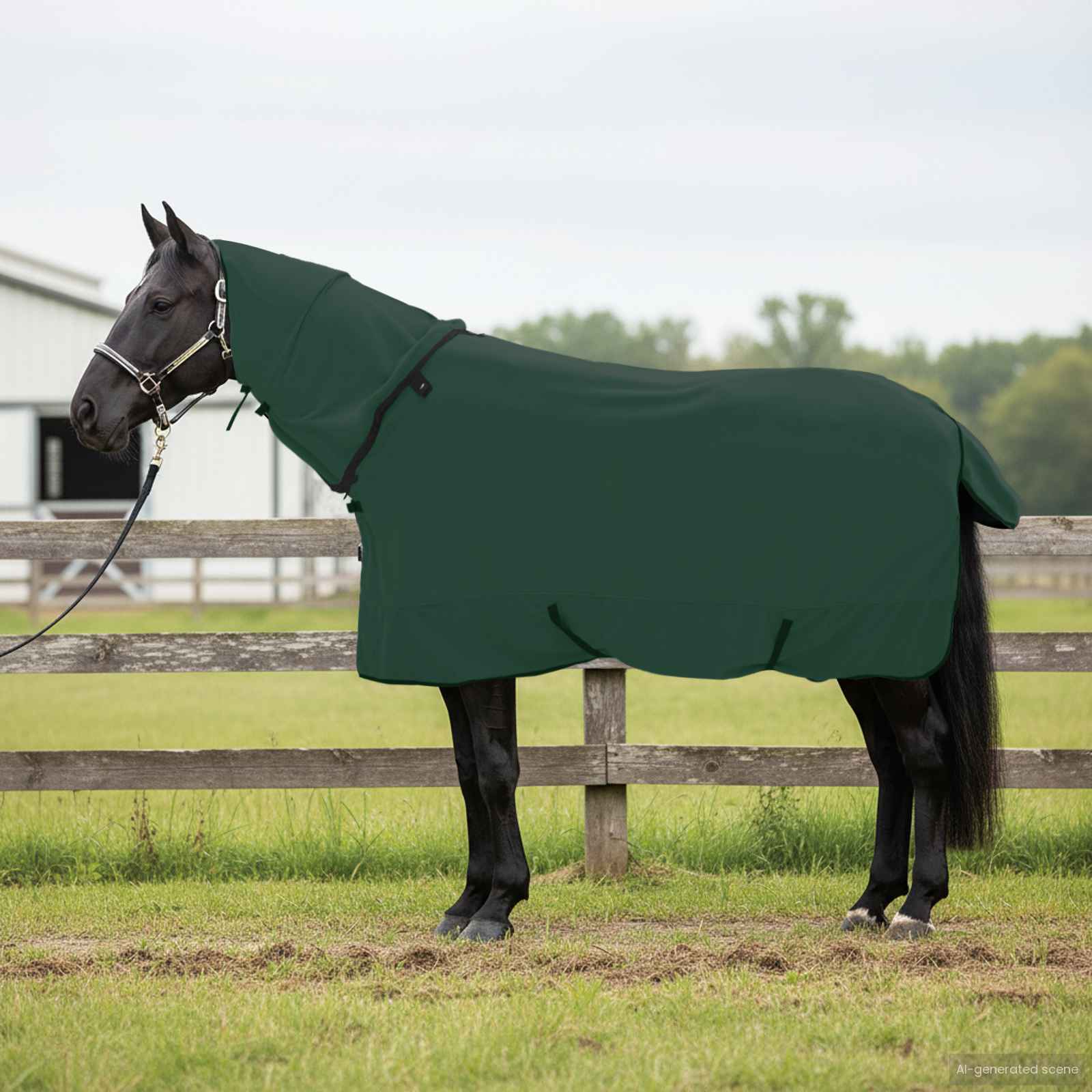 Hestetæppe Mørkegrøn 145 cm Polyester