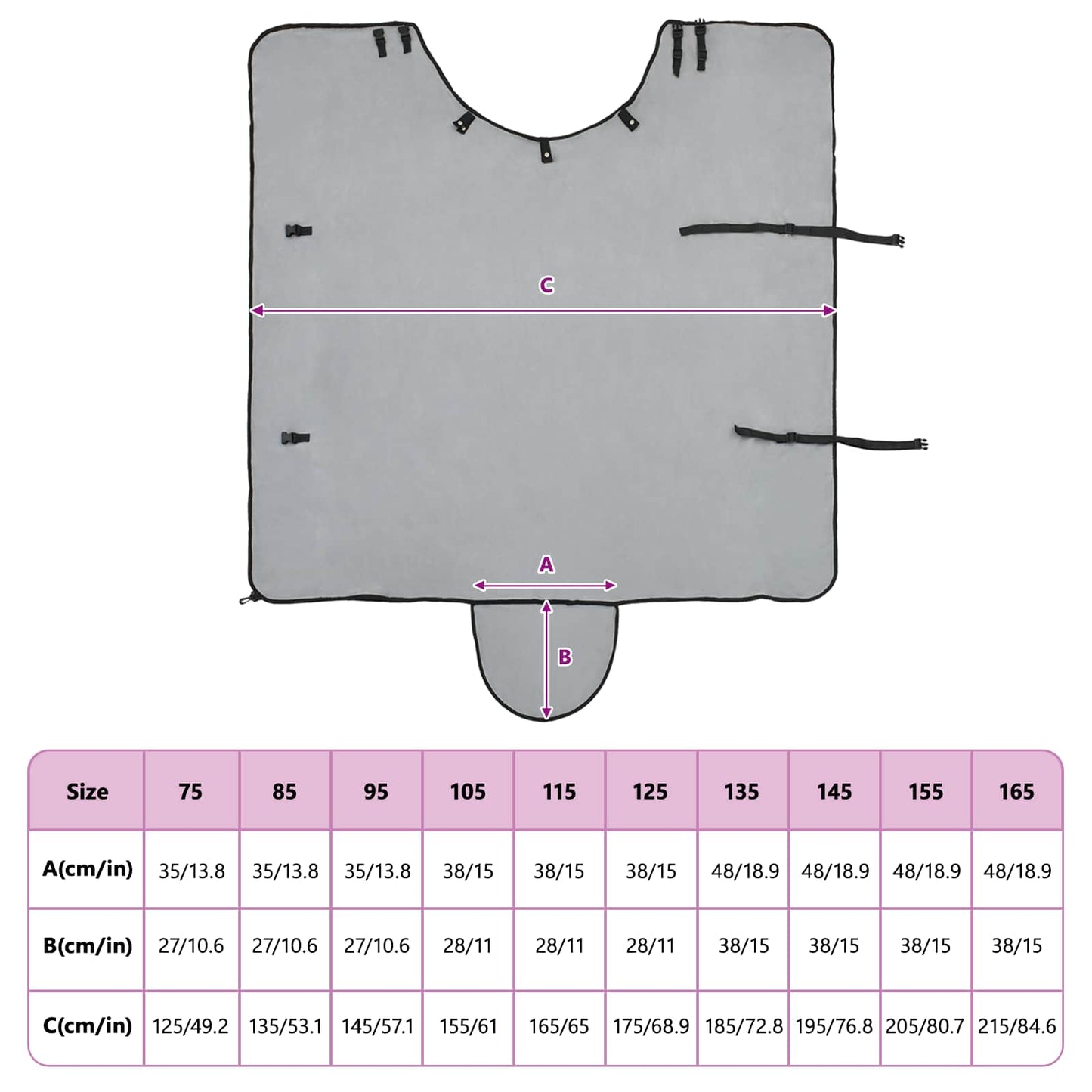 Hestetæppe Lysegrå og pink 115 cm Polyester