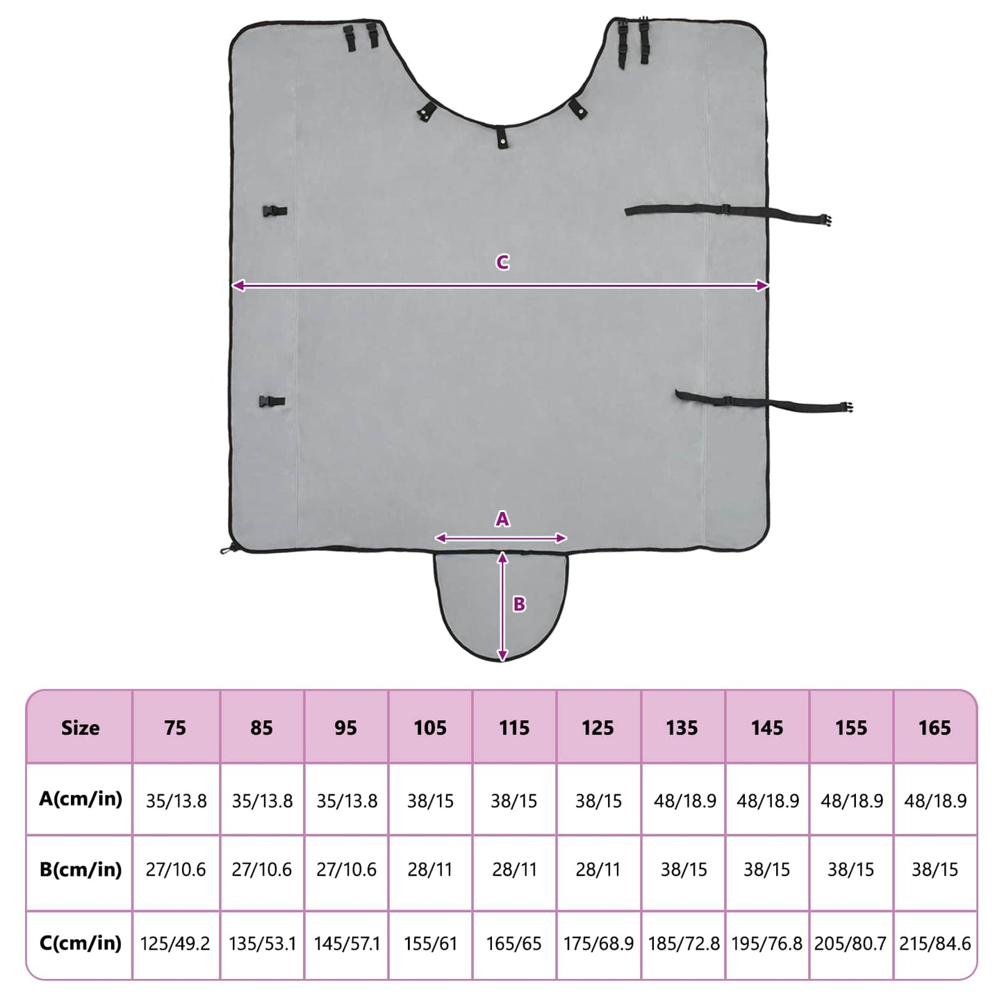 Hestetæppe Lysegrå og pink 125 cm Polyester