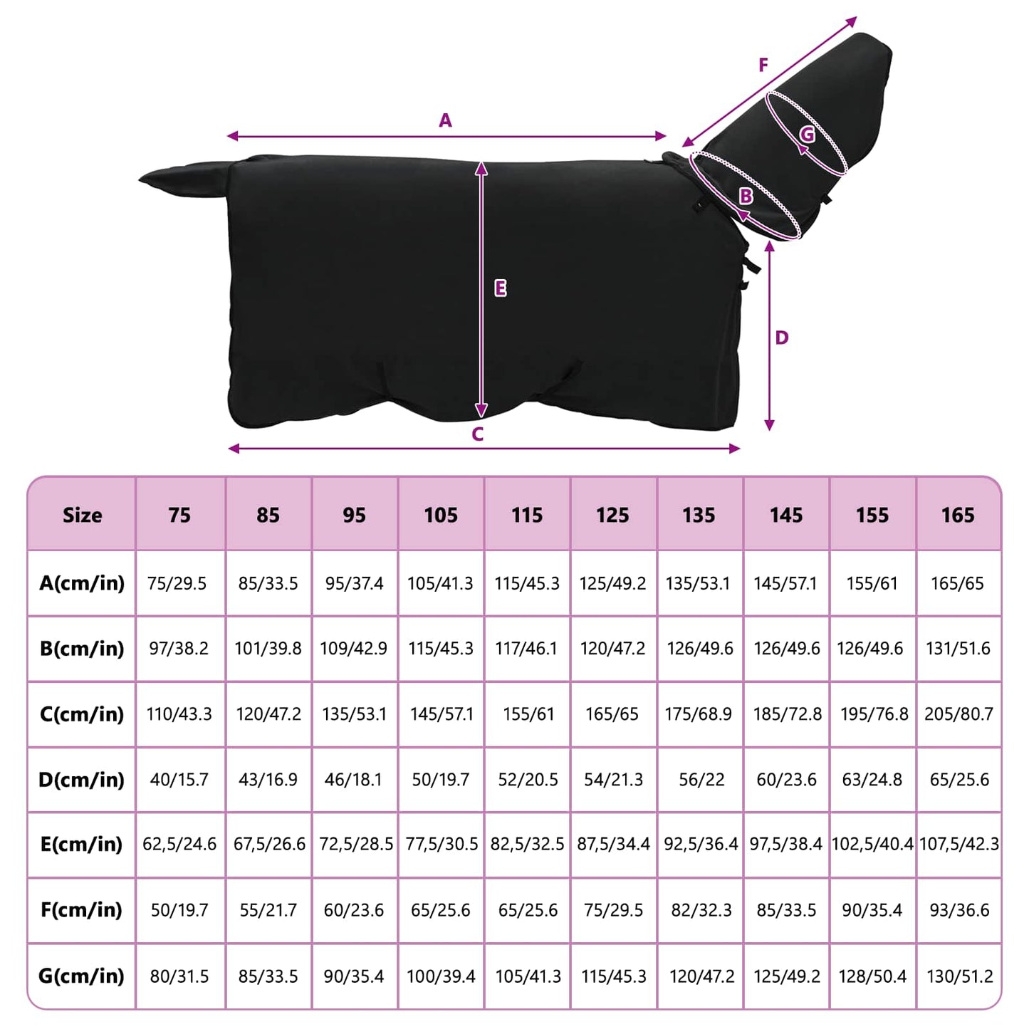 Hestetæppe Sort 85 cm Polyester