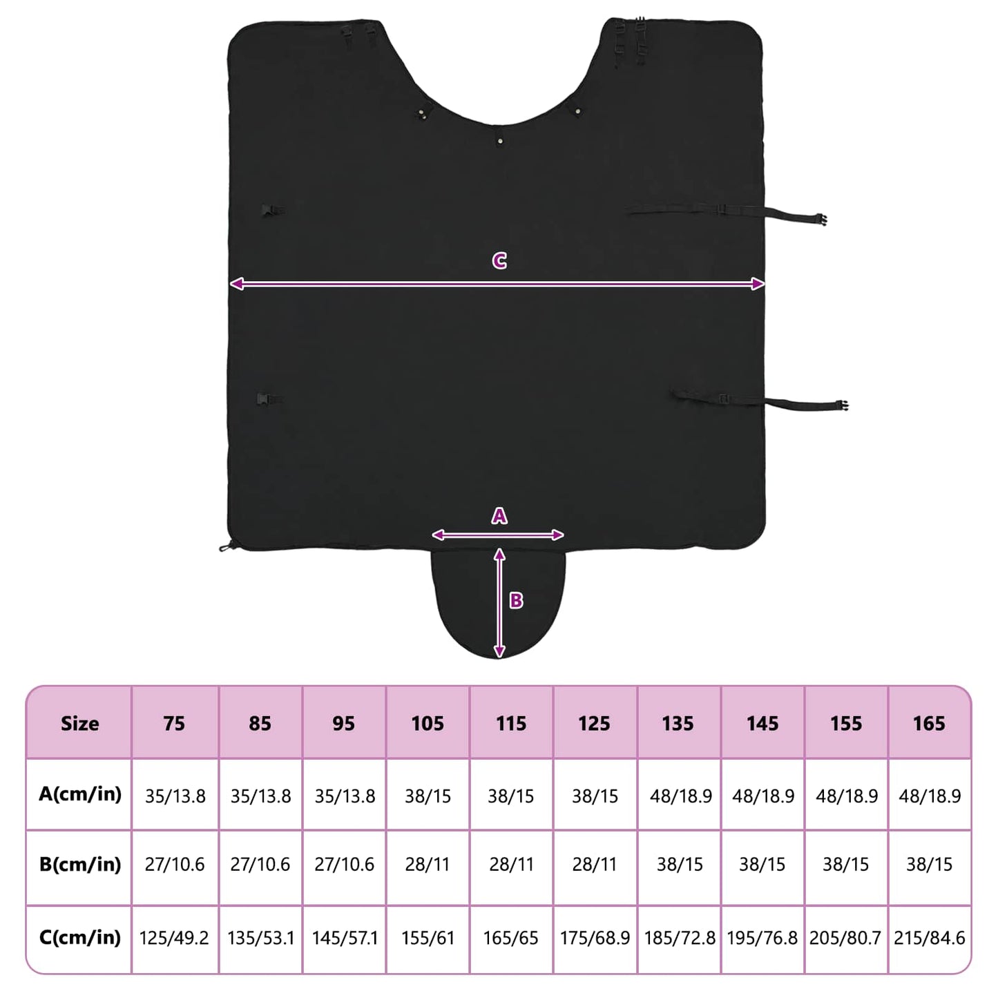 Hestetæppe Sort 115 cm Polyester