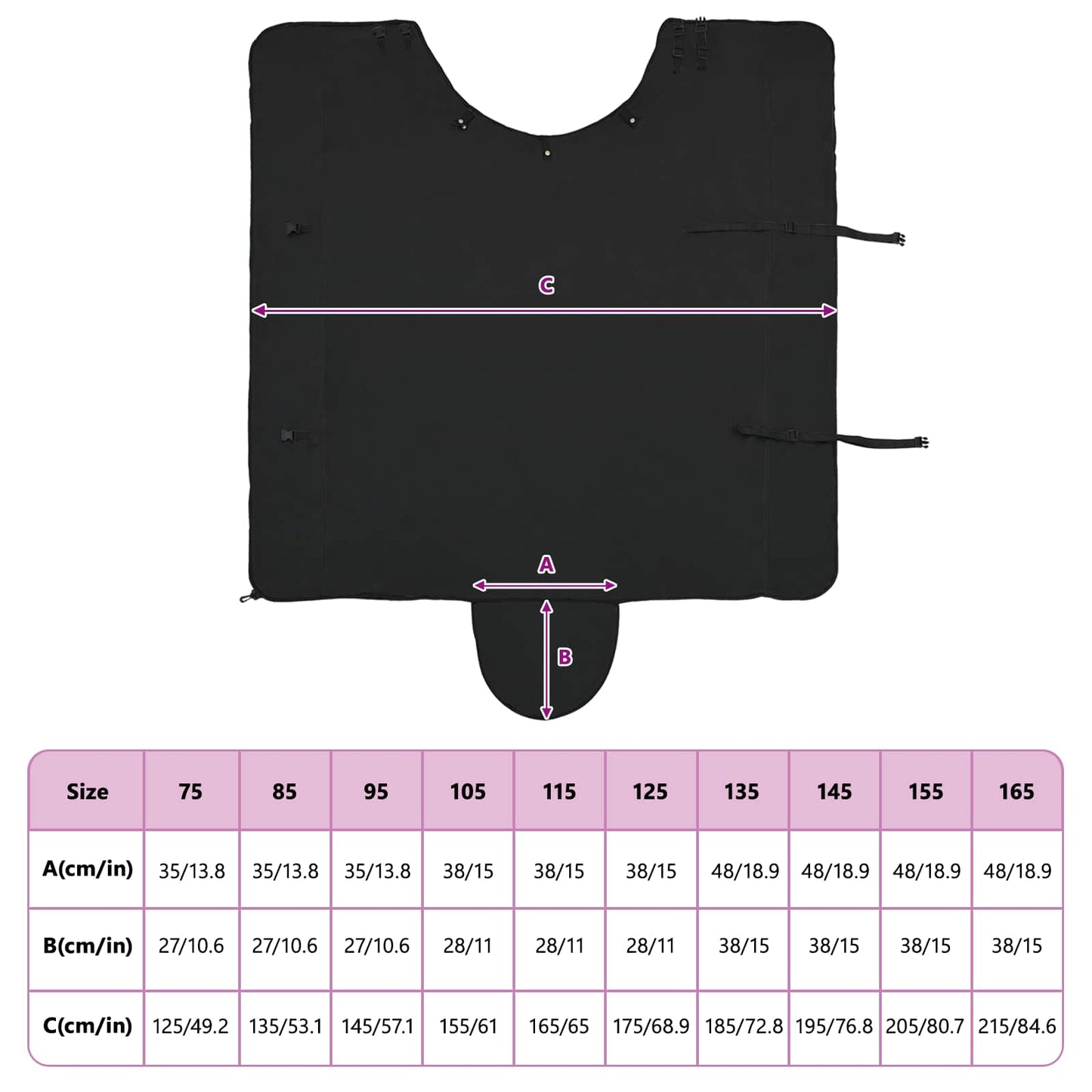 Hestetæppe Sort 125 cm Polyester