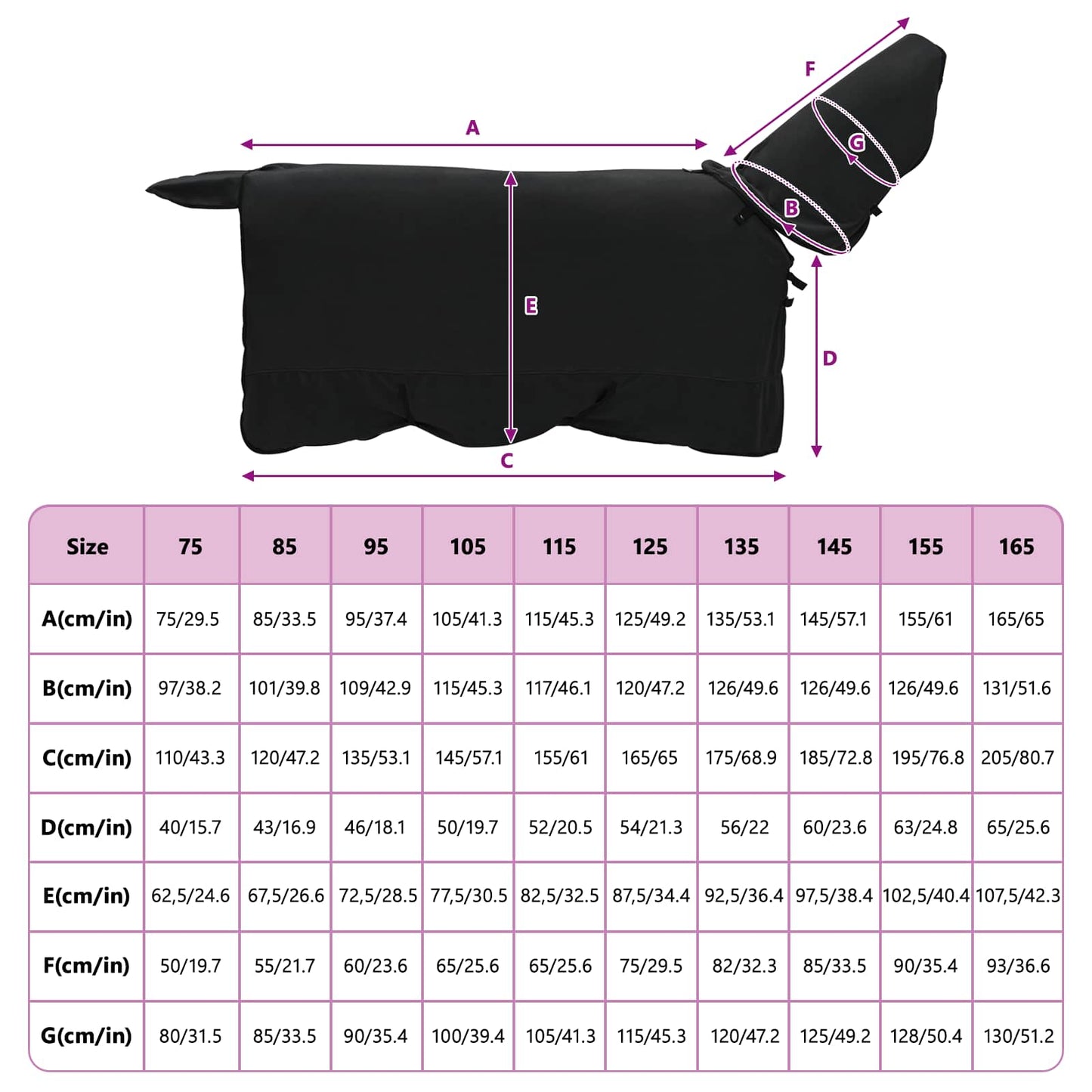 Hestetæppe Sort 145 cm Polyester