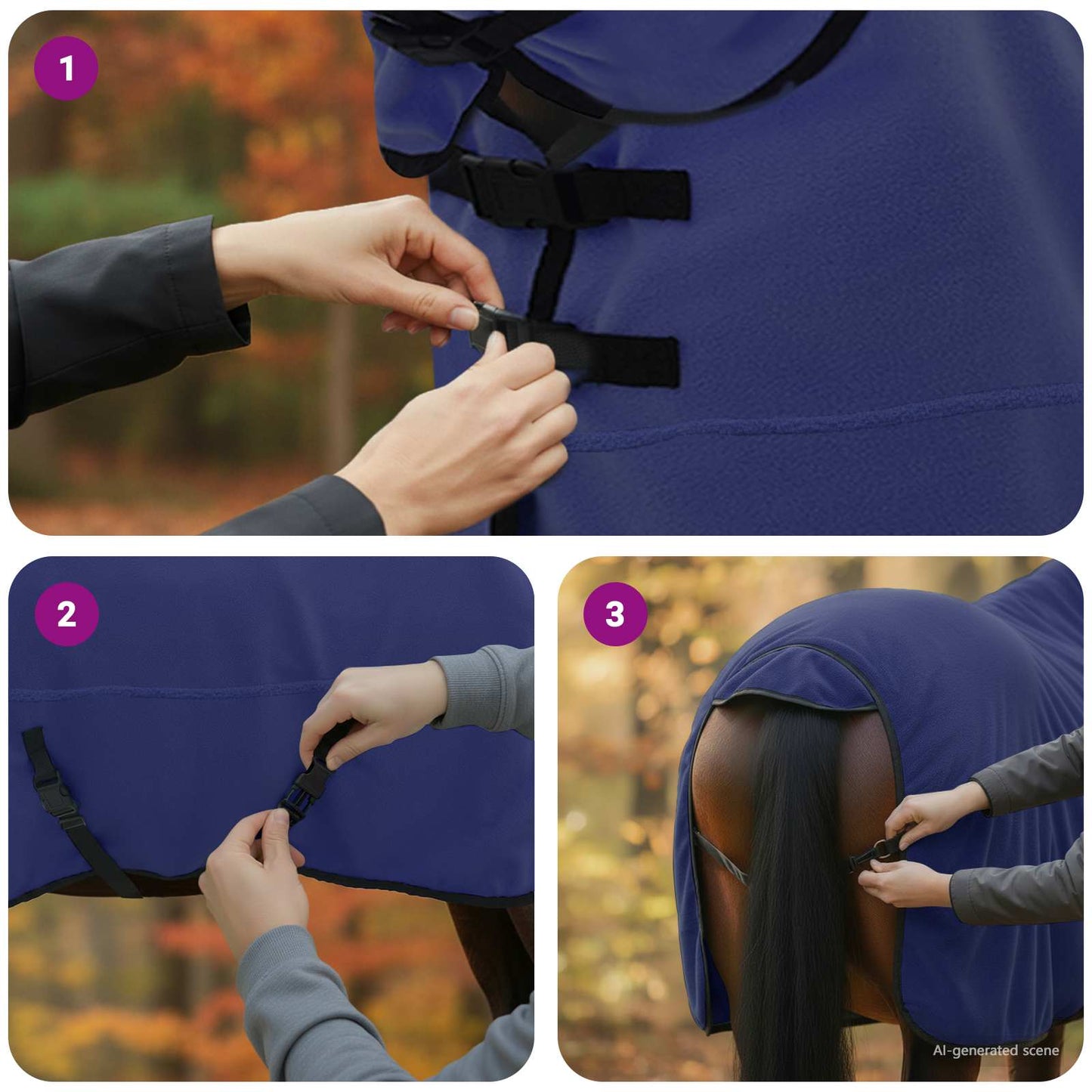 Hestetæppe Mørkeblå 125 cm Polyester