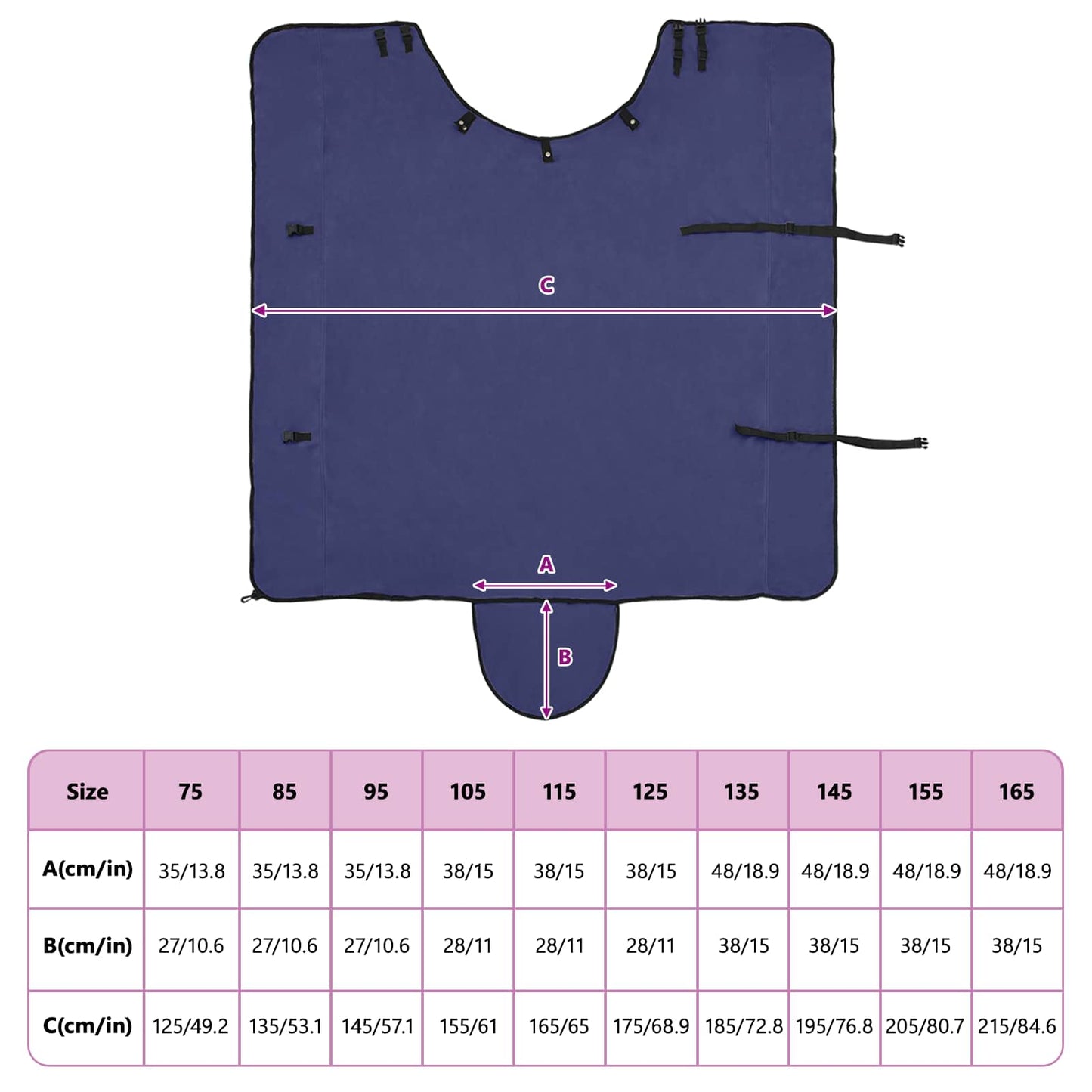 Hestetæppe Mørkeblå 155 cm Polyester